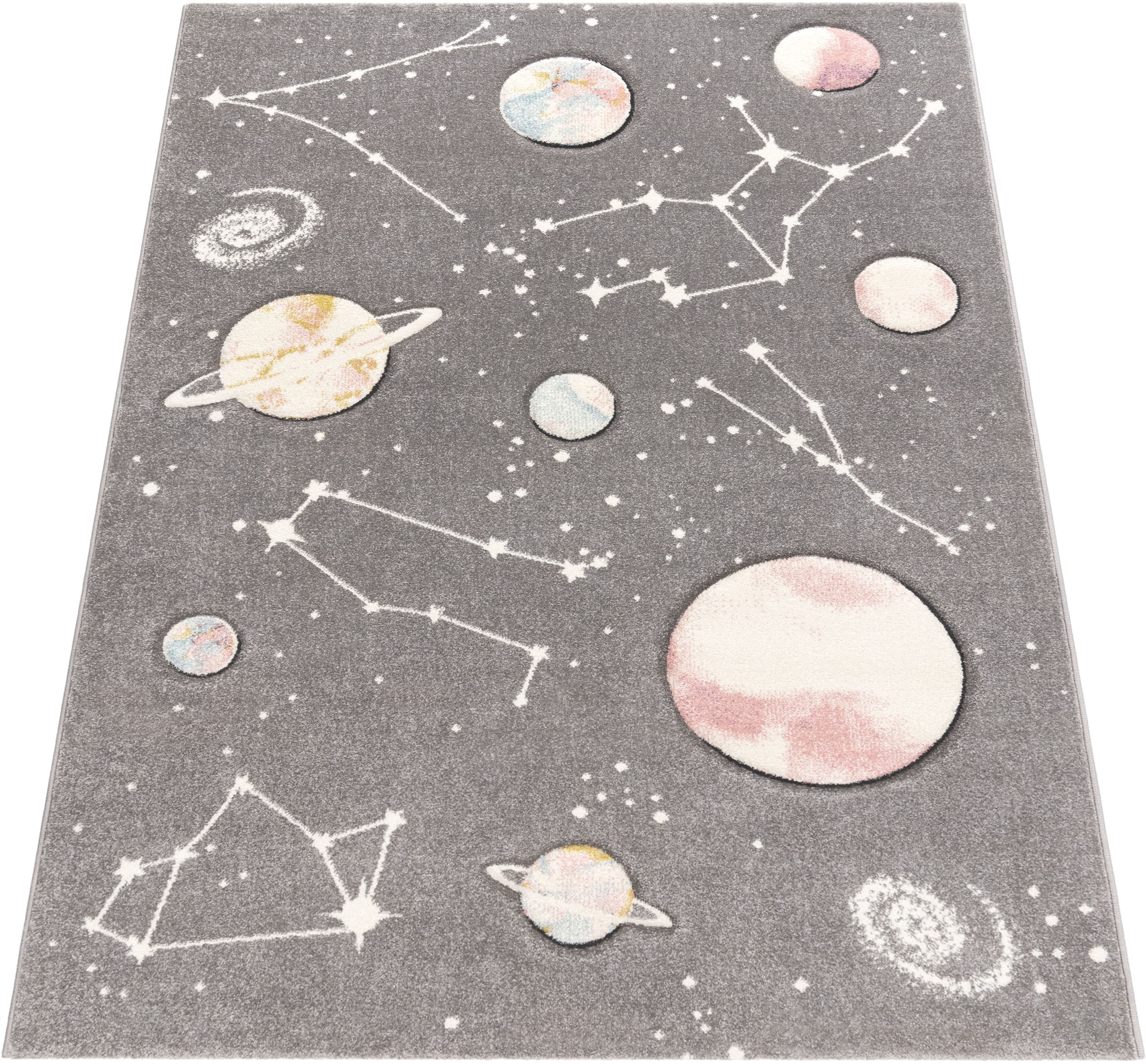 Image of Paco Home Kinderteppich »Cosmo 347«, rechteckig, 12 mm Höhe, 3D-Design, Motiv Weltraum, Kinderzimmer bei Ackermann Versand Schweiz