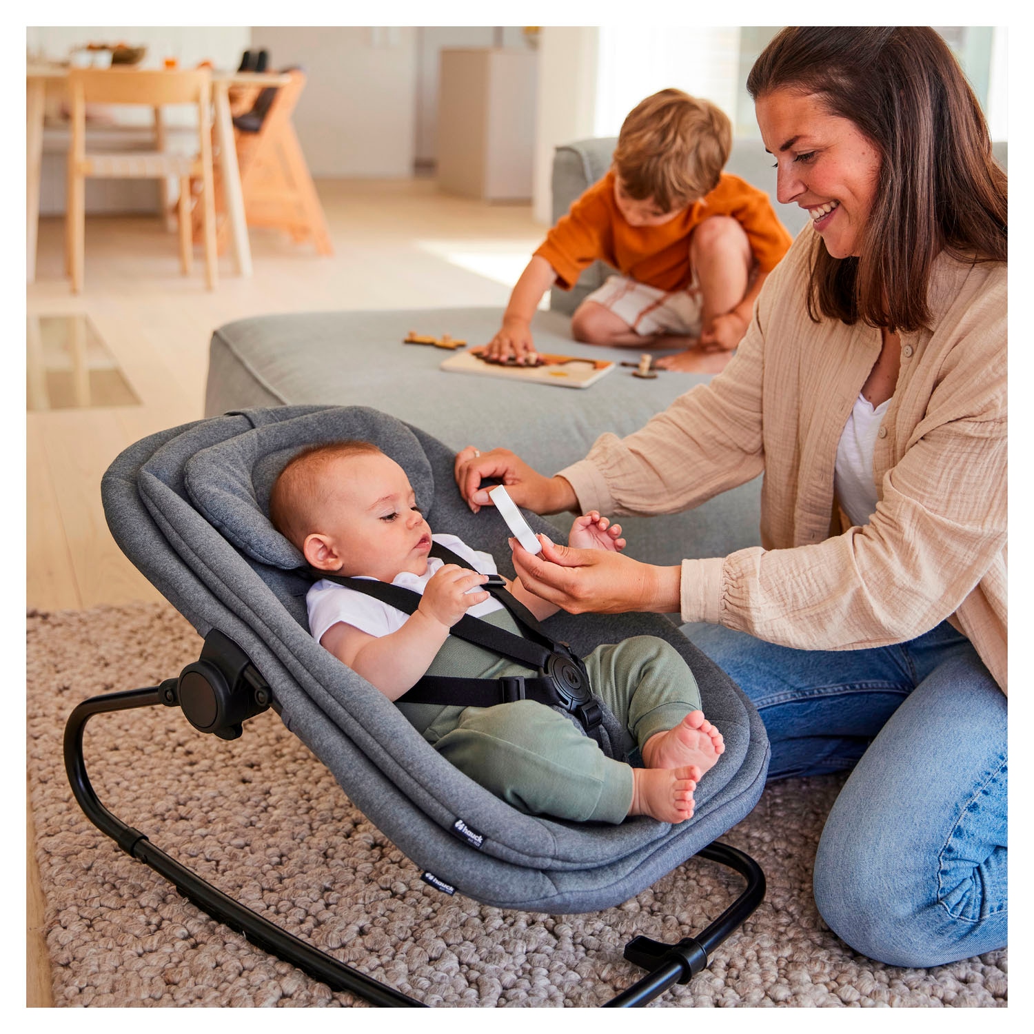 Hauck Babywippe »Highchair Bouncer, Dark Grey Melange« bis 9 kg für Alpha+, Beta+,  Arketa