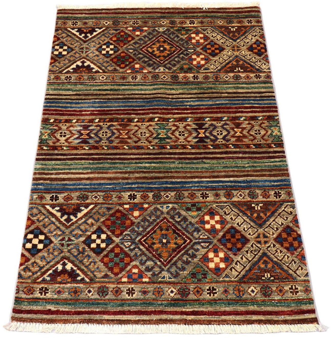 Image of morgenland Wollteppich »Ziegler Streifen Rosso scuro 126 x 82 cm«, rechteckig, 0,6 mm Höhe, Handgeknüpft bei Ackermann Versand Schweiz