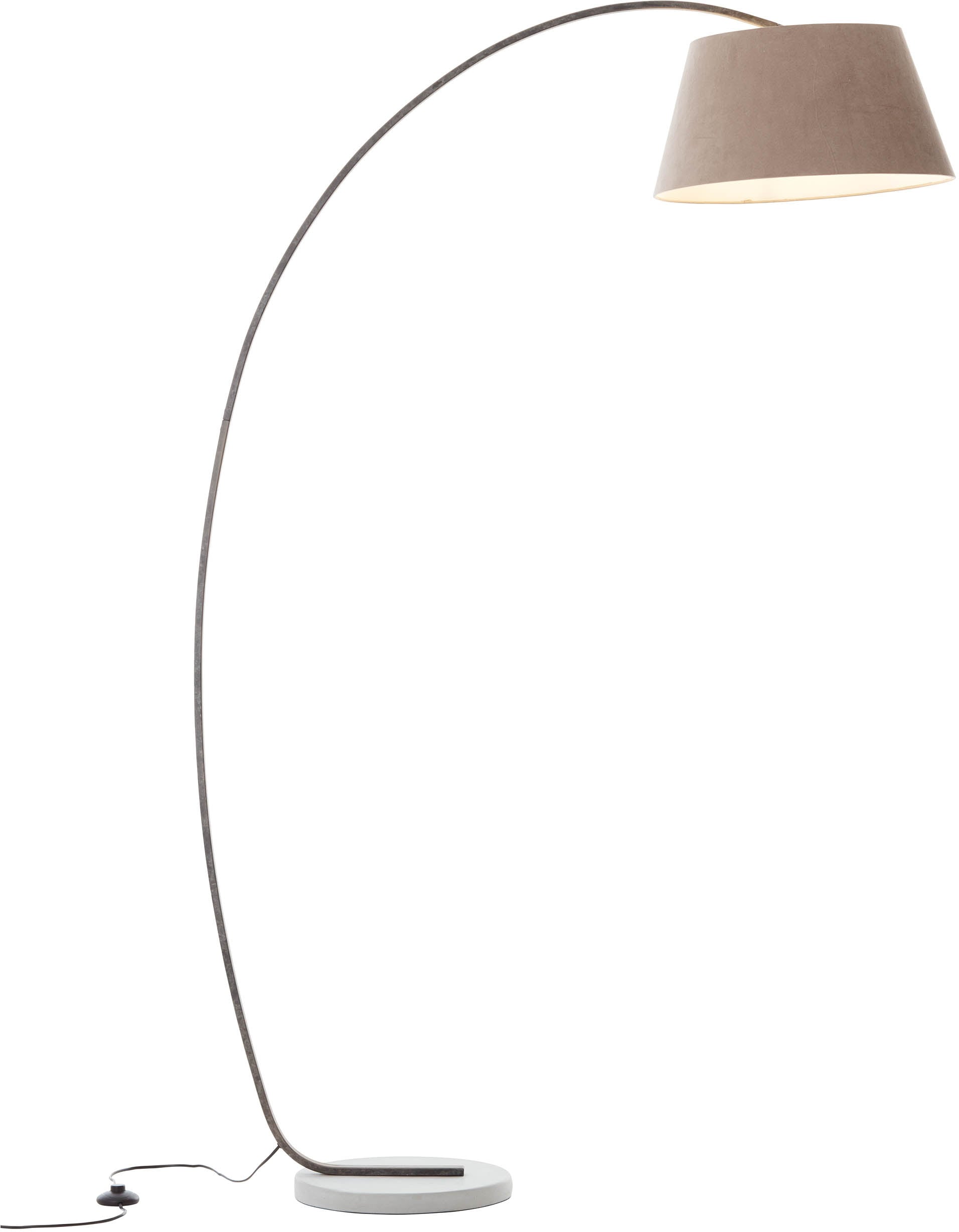 Brilliant Bogenlampe »Brok«, 1 flammig-flammig, 196 cm Höhe, 121 cm Ausl., E27, schwenkbar, Beton/Metall/Textil, taupe