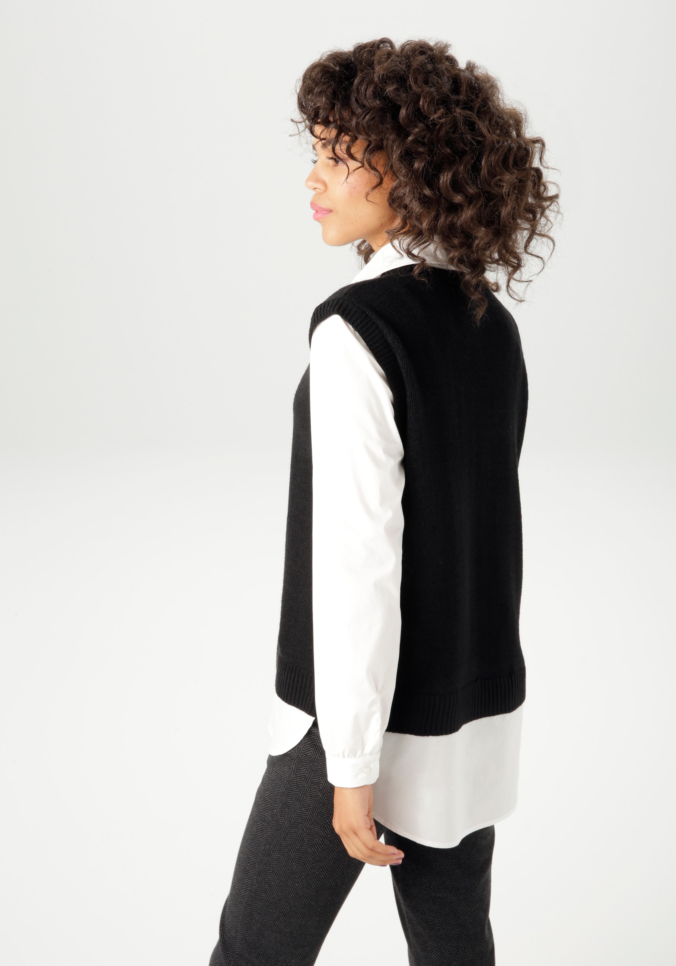 Aniston CASUAL Pull en tricot mit Bluseneinsatz - NEUE KOLLEKTION