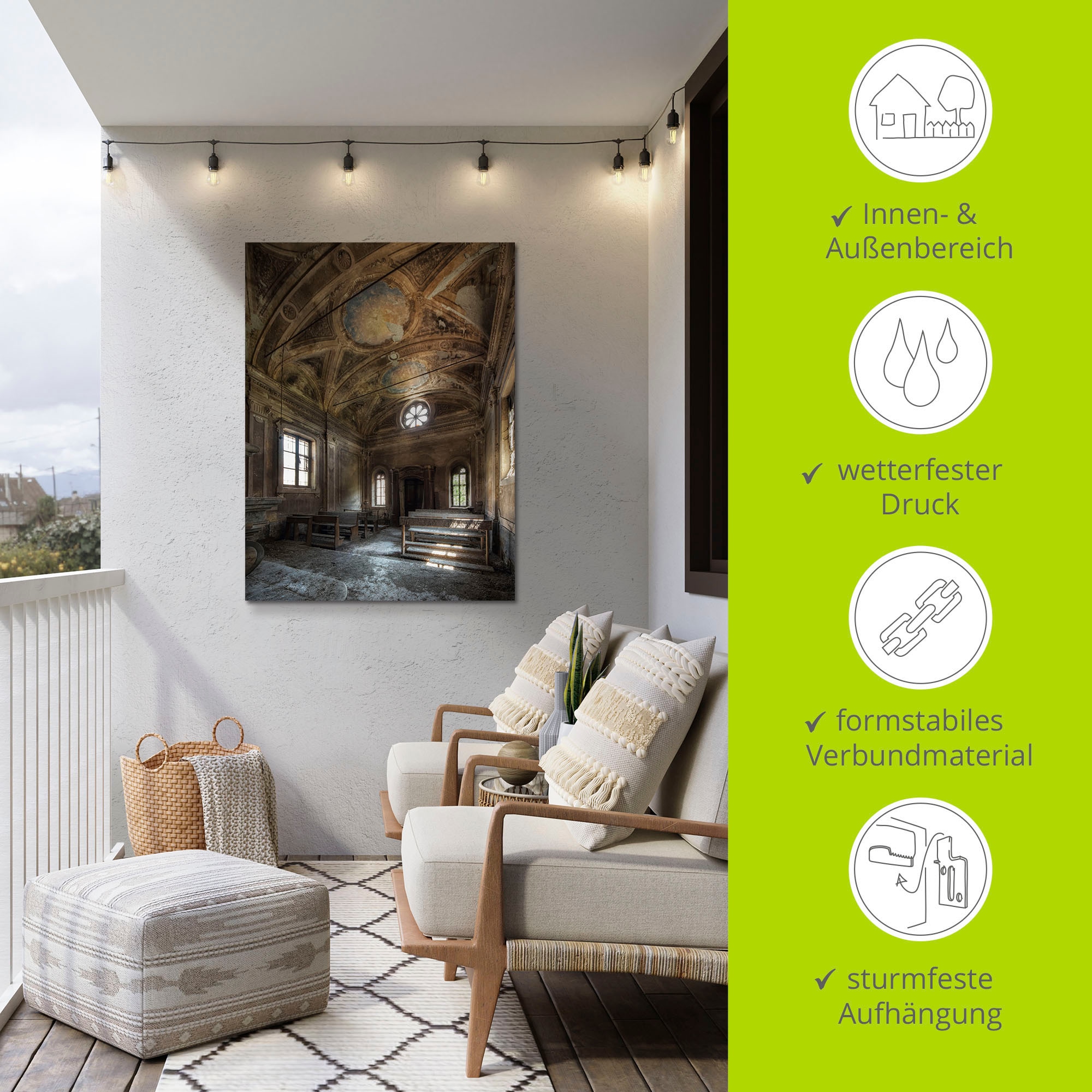 Artland Wandbild »Lost Place Alte Kirche Architektur« Gebäude 1 Stk. tlg. als Alubild, Leinwandbild in verschied. Grössen