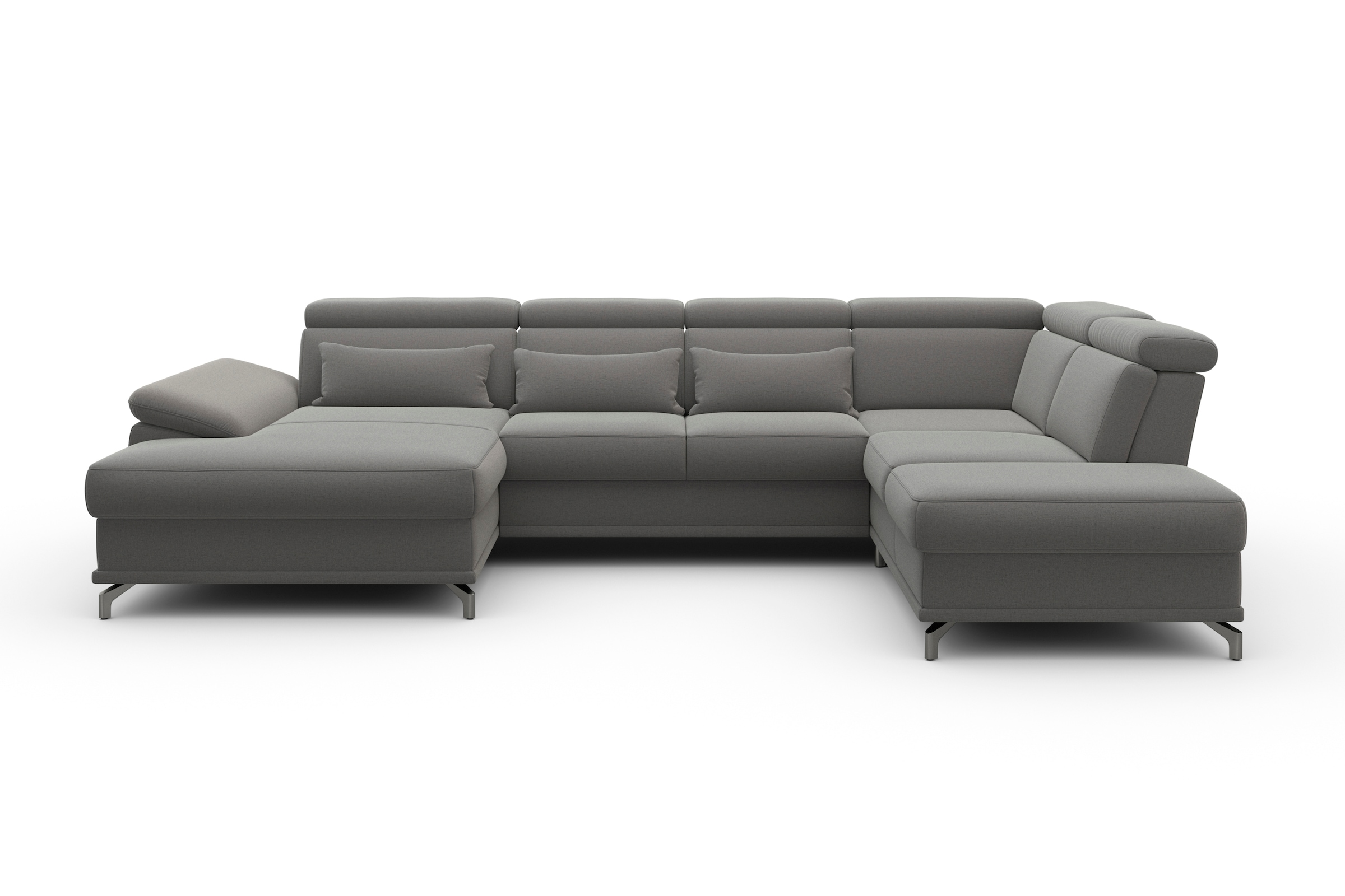 sit&more Wohnlandschaft »Cabrio U-Form, mit Sitztiefenverstellung, Arm- und Kopfteilverstellung«, 3 Nierenkissen, Federkern, optional Bettfunktion und Stauraum