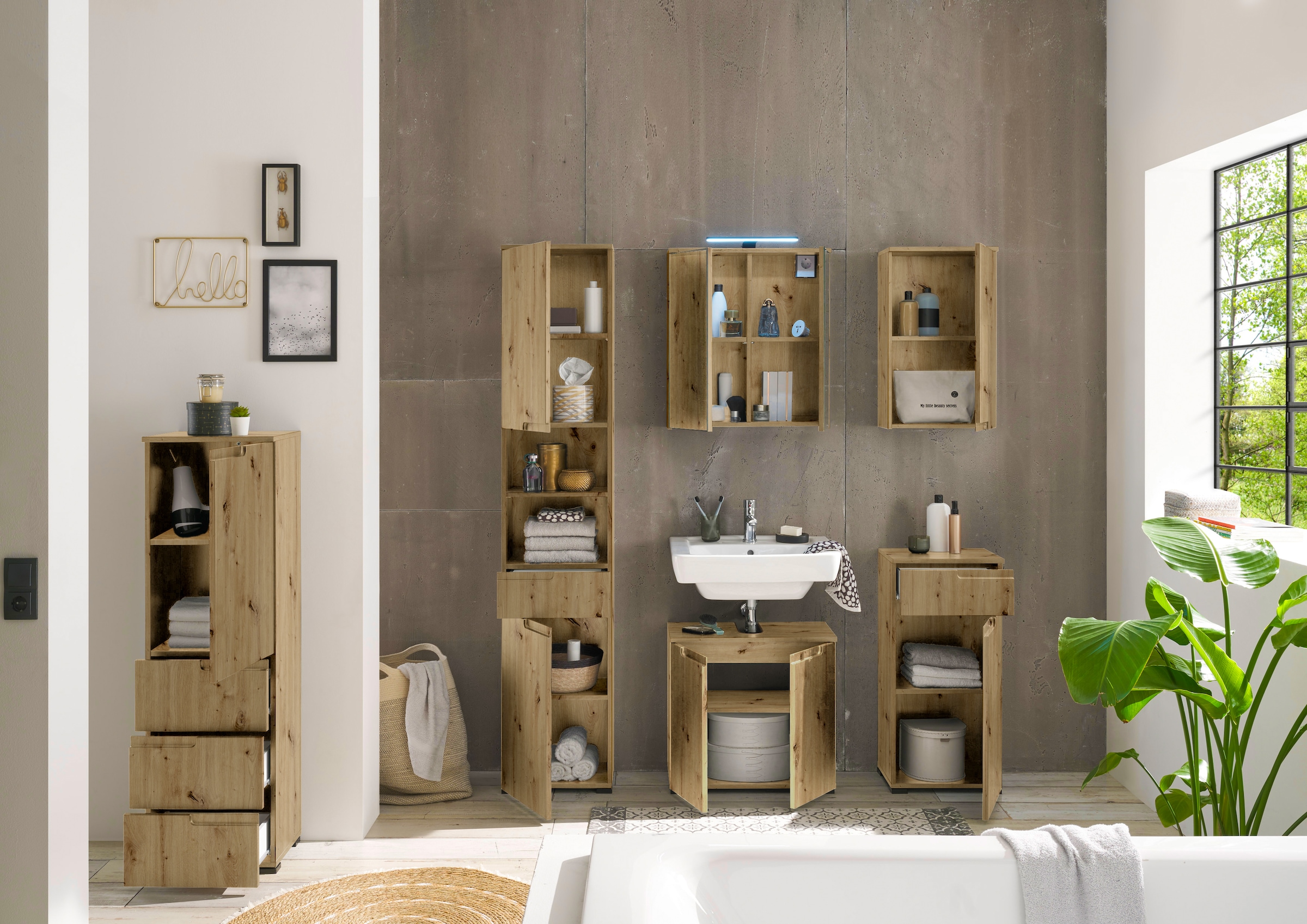 BASIC by Balculina Armoire sous lavabo »Spice, Badezimmerschrank BxTxH 60x57x32 cm« 1 cuis tlg. largeur 60 cm, poignées creuses,