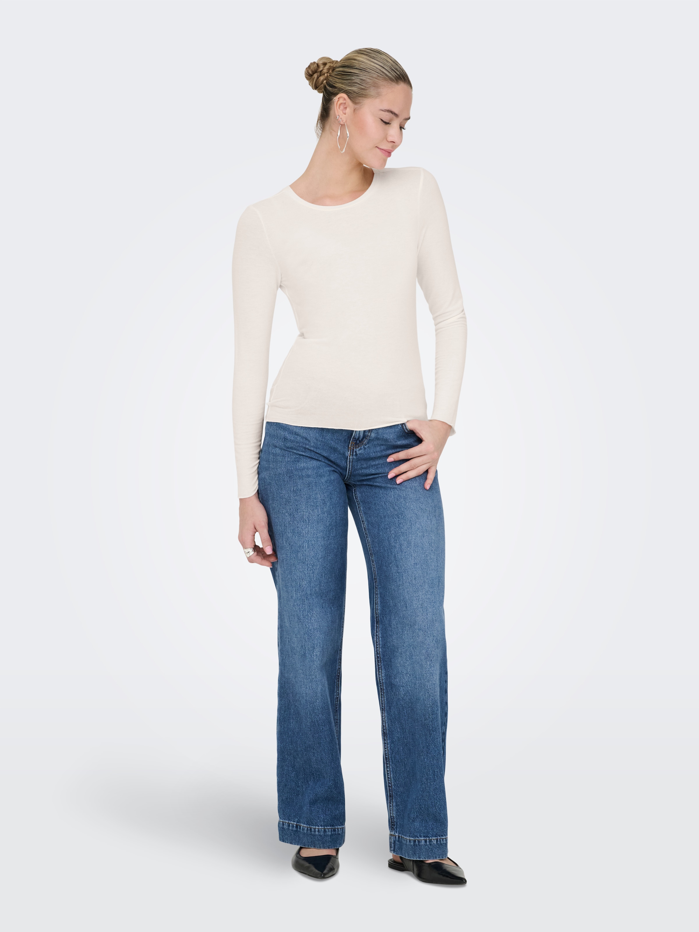 ONLY T-shirt à manches longues »ONLVIRRO O NECK L/S TOP BOX JRS« Materialmix, regular fit