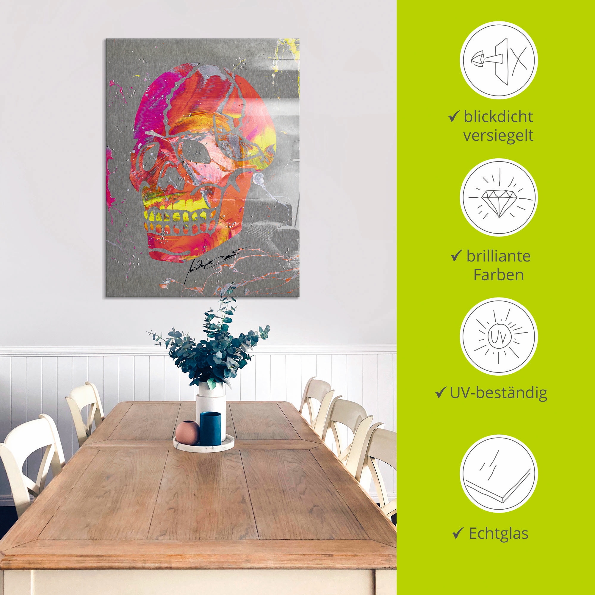 Artland Glasbild »Totenkopf 2« Körper 1 Stk. tlg. in verschiedenen Grössen
