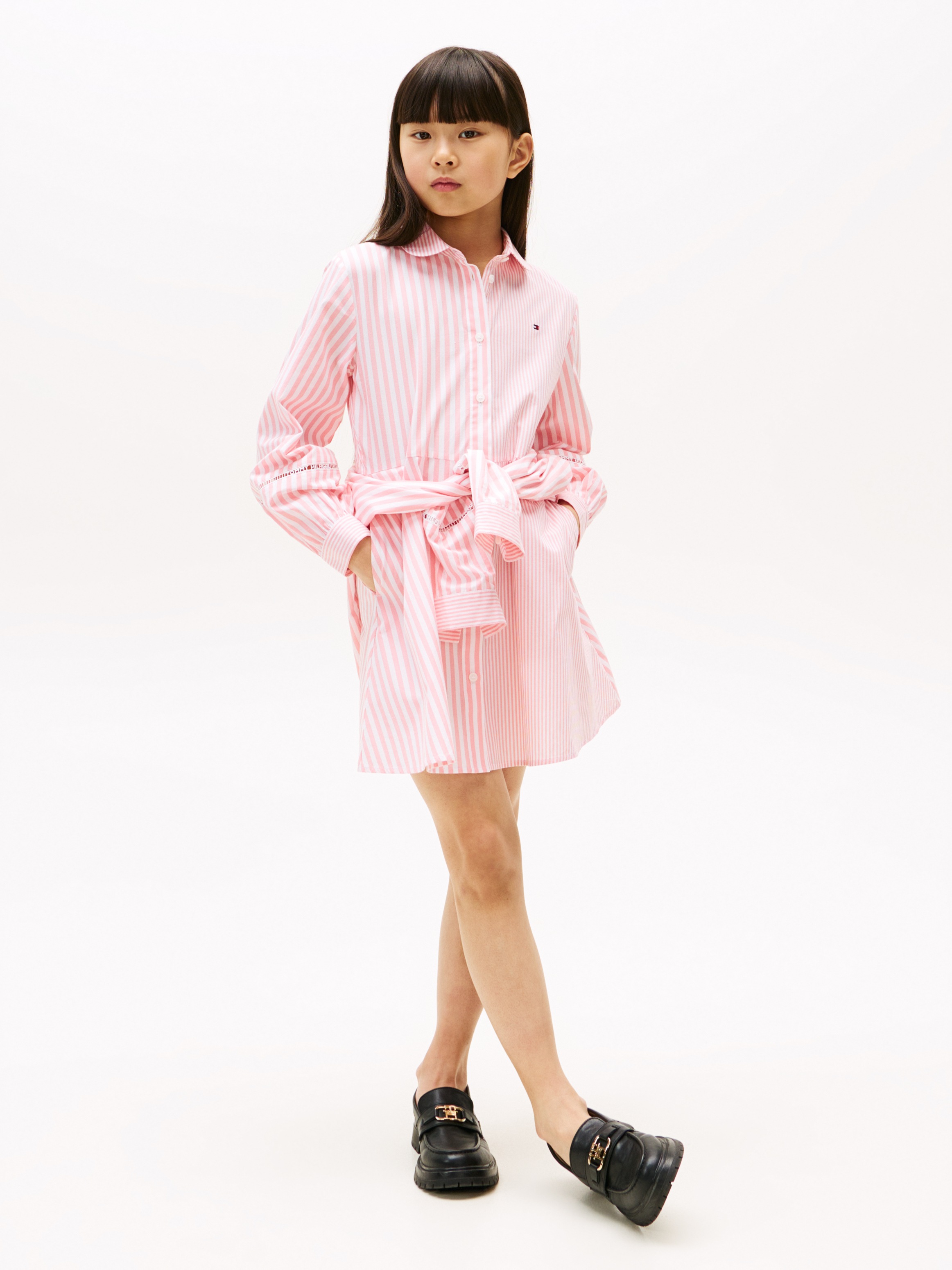 Image of Tommy Hilfiger Blusenkleid "STRIPED SHIRT DRESS LS" für Kinder bis 16 Jahre, mit Spitzeneinsatz