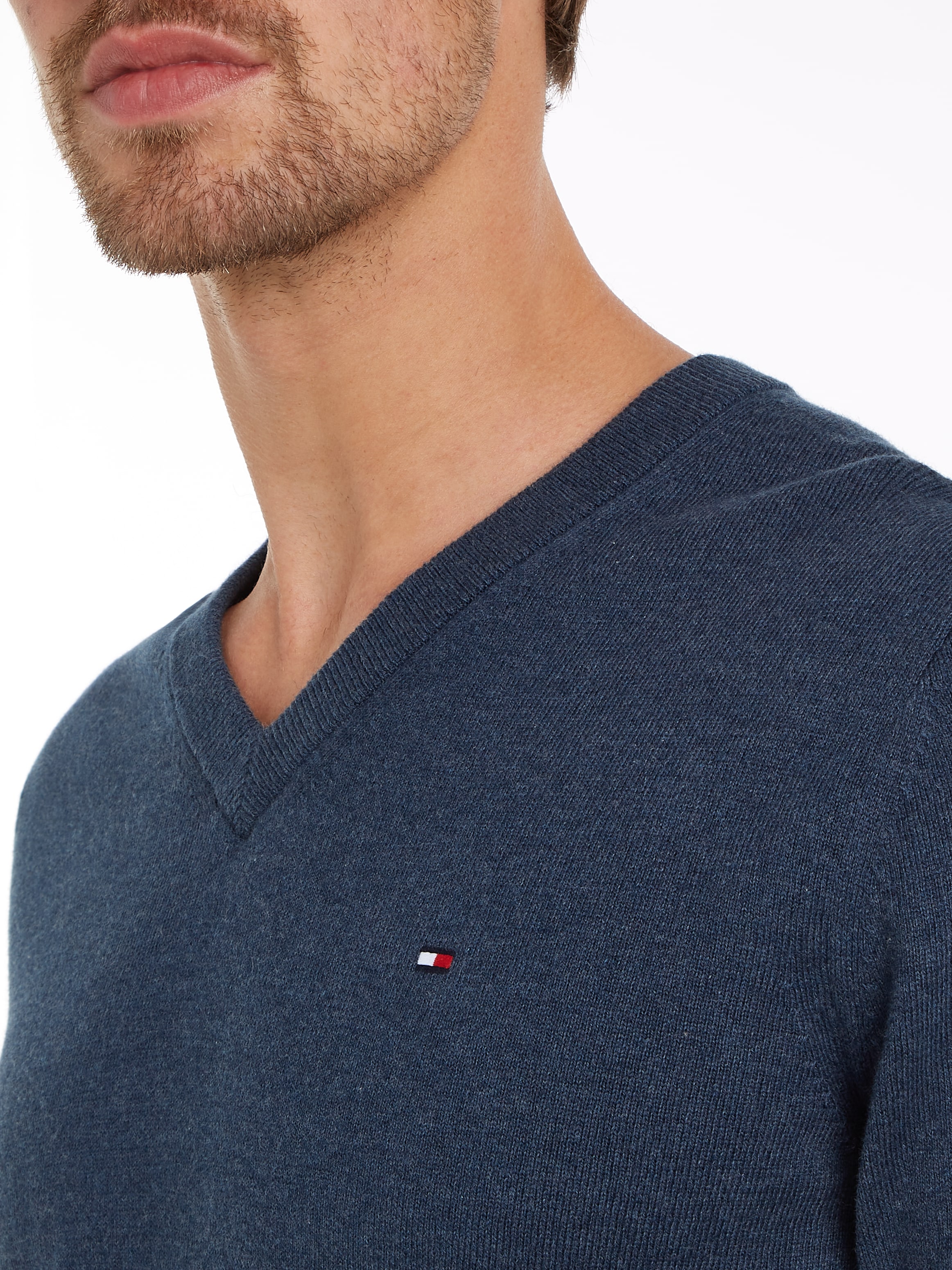 Tommy Hilfiger V-Ausschnitt-Pullover »PIMA ORG CTN CASHMERE V NECK«