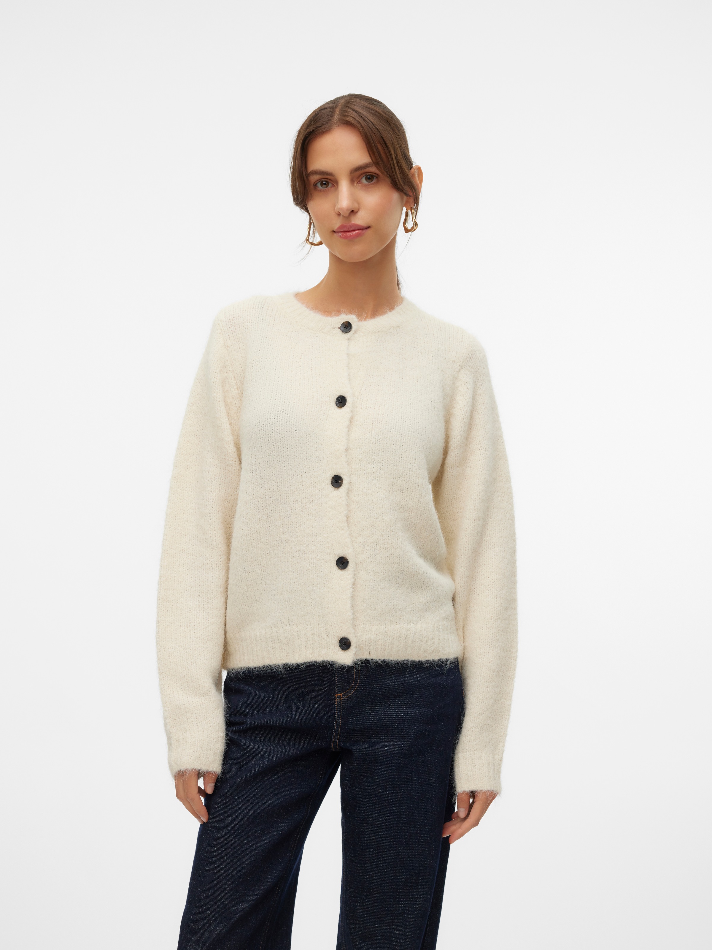 Vero Moda Strickjacke »VMNOVAH LS O-NECK BUTTON CARDI GA NOOS« Materialmix, regular fit
