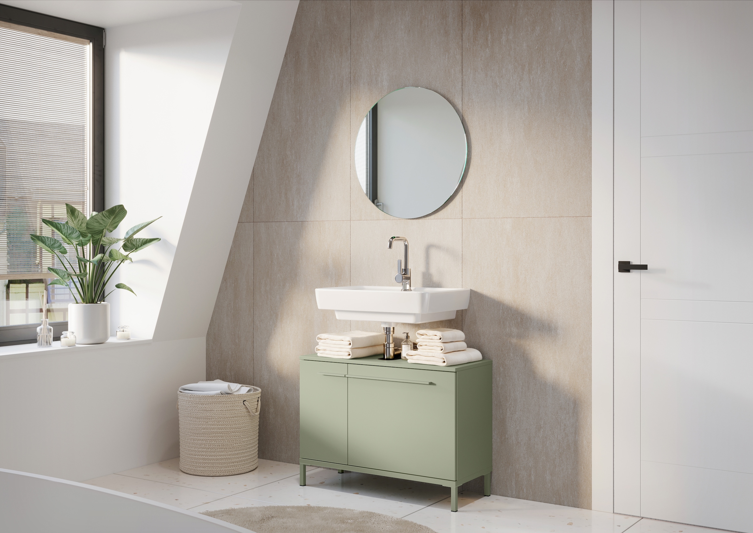 GERMANIA Armoire sous lavabo »Waschbeckenunterschrank« 1 cuis tlg. meuble sous-lavabo avec découpe pour siphon