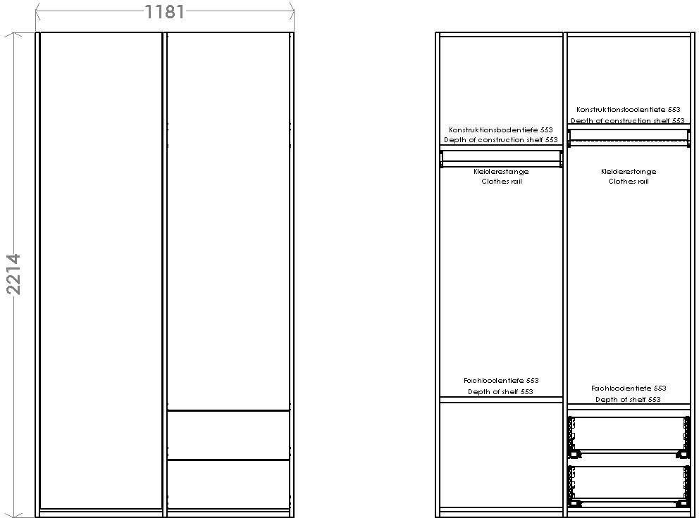 Müller SMALL LIVING Kleiderschrank »Modular 2 unten 2«, Variante rechts Inklusive kaufen Plus kleiner Schubladen