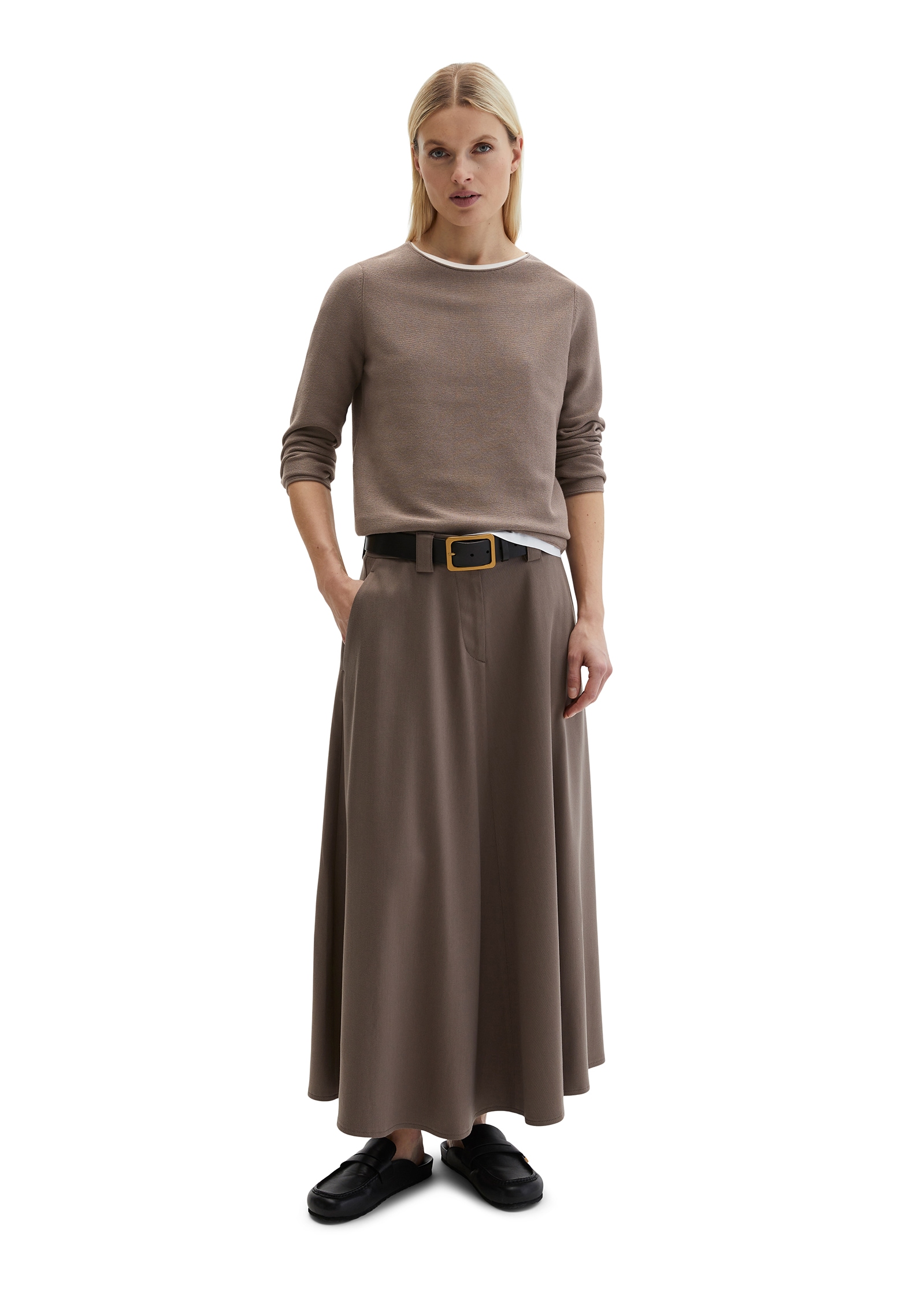 Marc O'Polo Pull en tricot slim fit aus softem Organic Cotton, mit Rollkanten