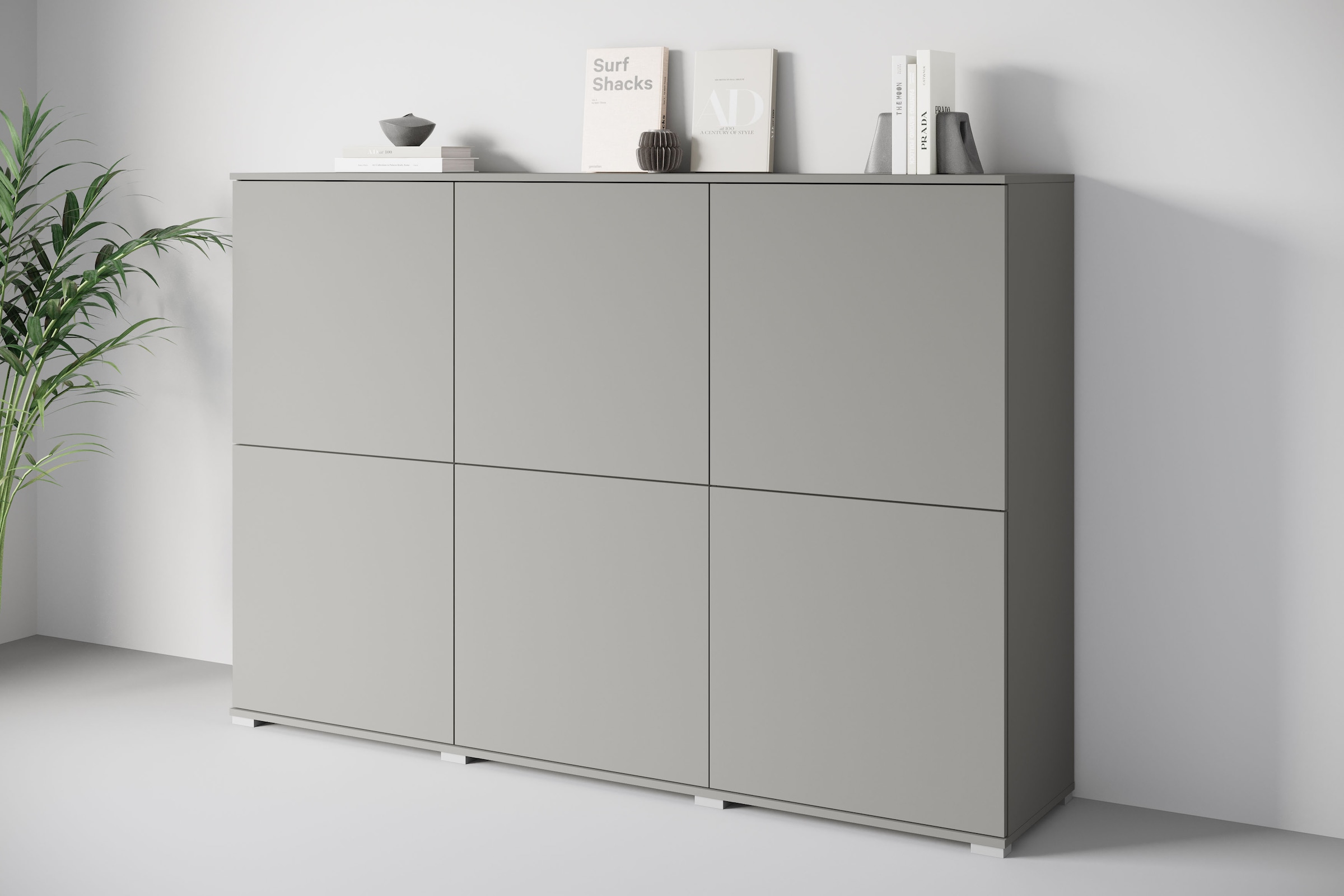 GOODproduct Highboard »Kenia, moderne grifflose Hochkommode mit 6 Türen, Breite 180 cm« 1 Stk. tlg. Push-to-Open-Fronten, höhenverstellbaren Einlegeböden