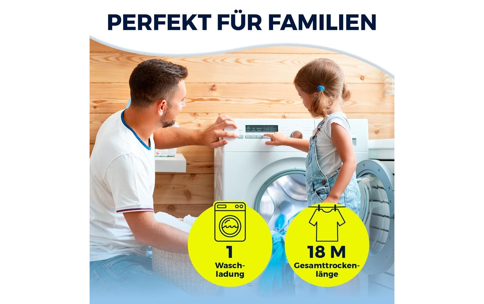 EASYmaxx Séchoir à linge »mit Kleiderstange 2 m« Wäscheständer 38 x 61 x 200 cm schwarz/weiss, klappbar