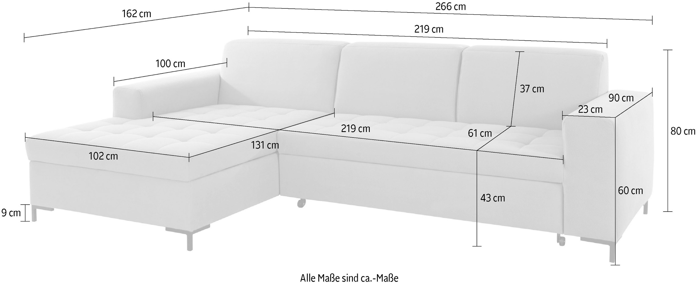 GOODproduct Ecksofa »Grazzo L-Form«, hochwertige Stoffe aus recyceltem Material, Steppung im Sitzbereich