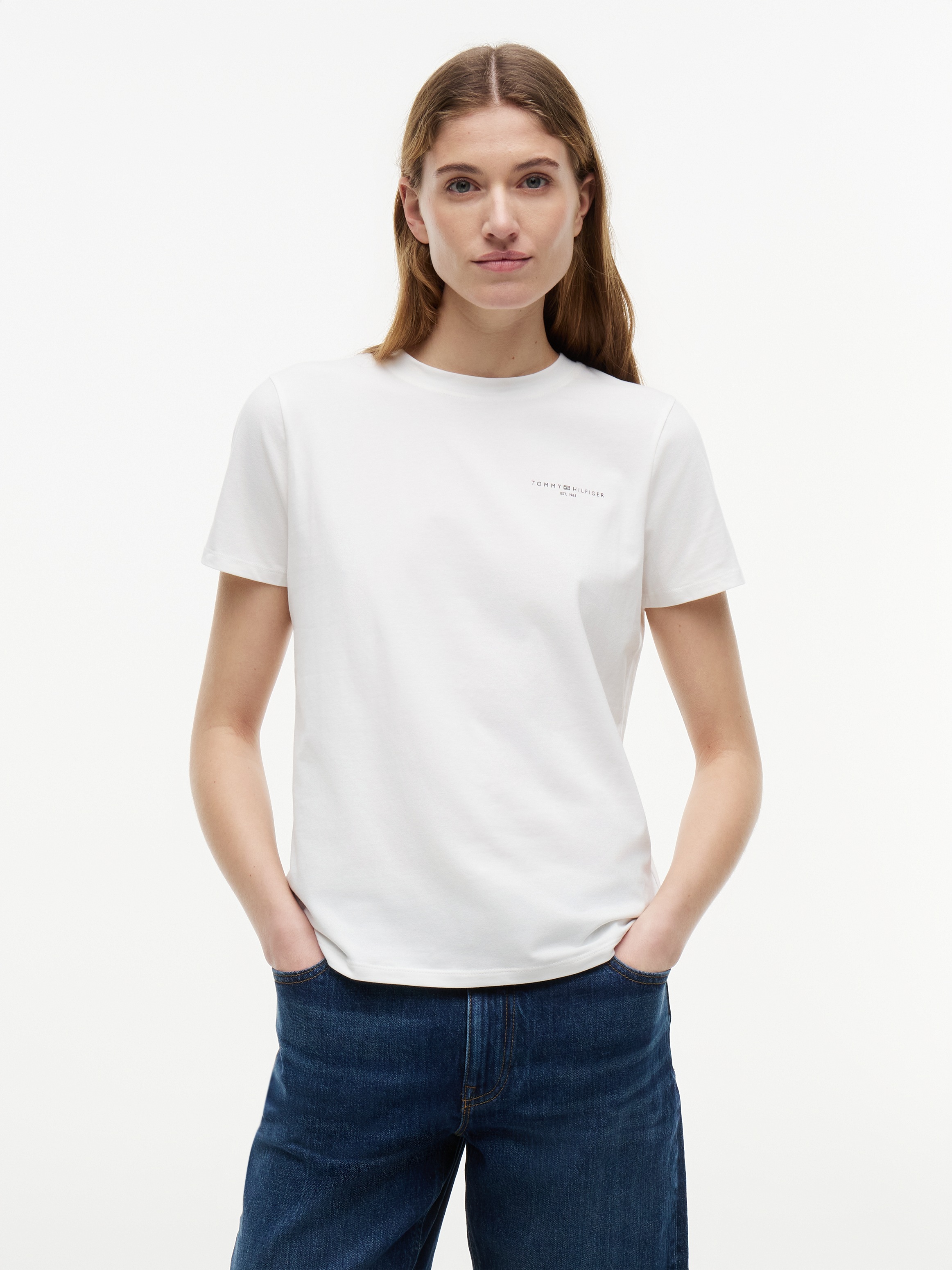 Tommy Hilfiger Rundhalsshirt »1985 REG MINI CORP LOGO C-NK SHORT SLEEVE« mit Tommy Hilfiger Logoschriftzug und Bestickung
