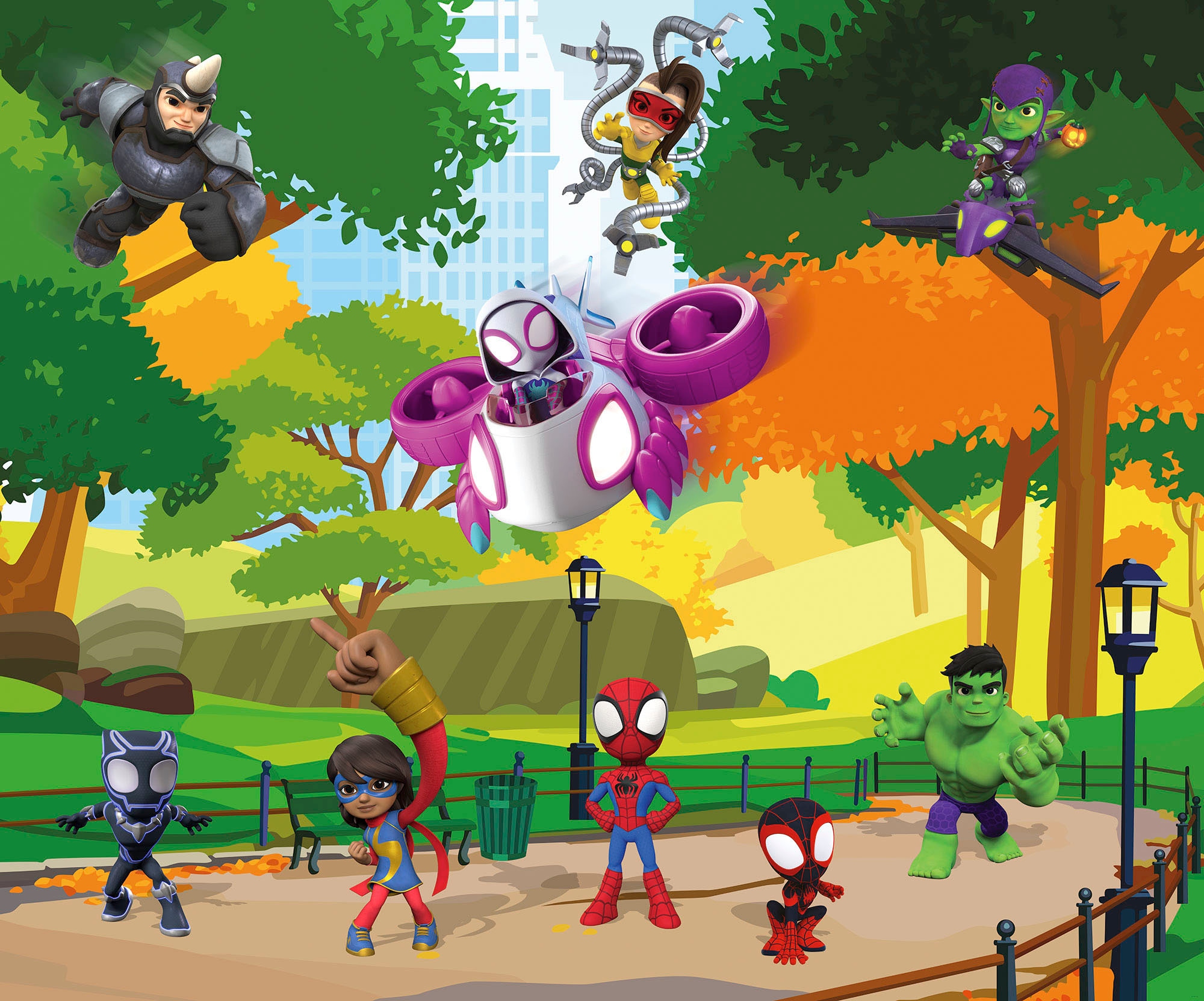 Komar Fototapete »Digitaldruck Vlies - Spidey Scavenger Hunt - Grösse 300 x 250 cm«, bedruckt, Kinderzimmer