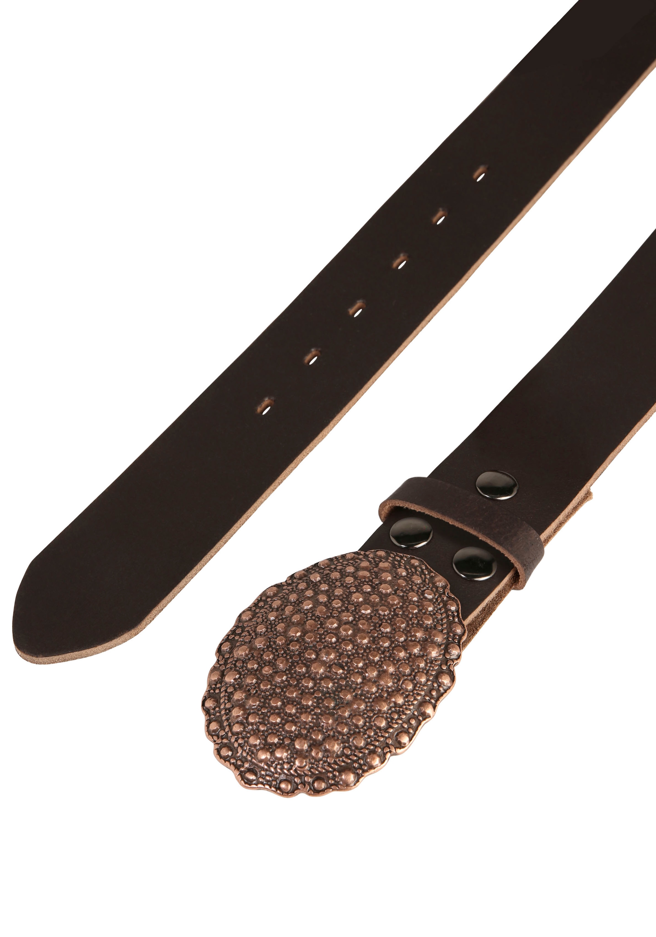 Rettungsring Gürtel Ledergürtel mit austauschbarer Schliesse »Oval Nieten Kupfer«