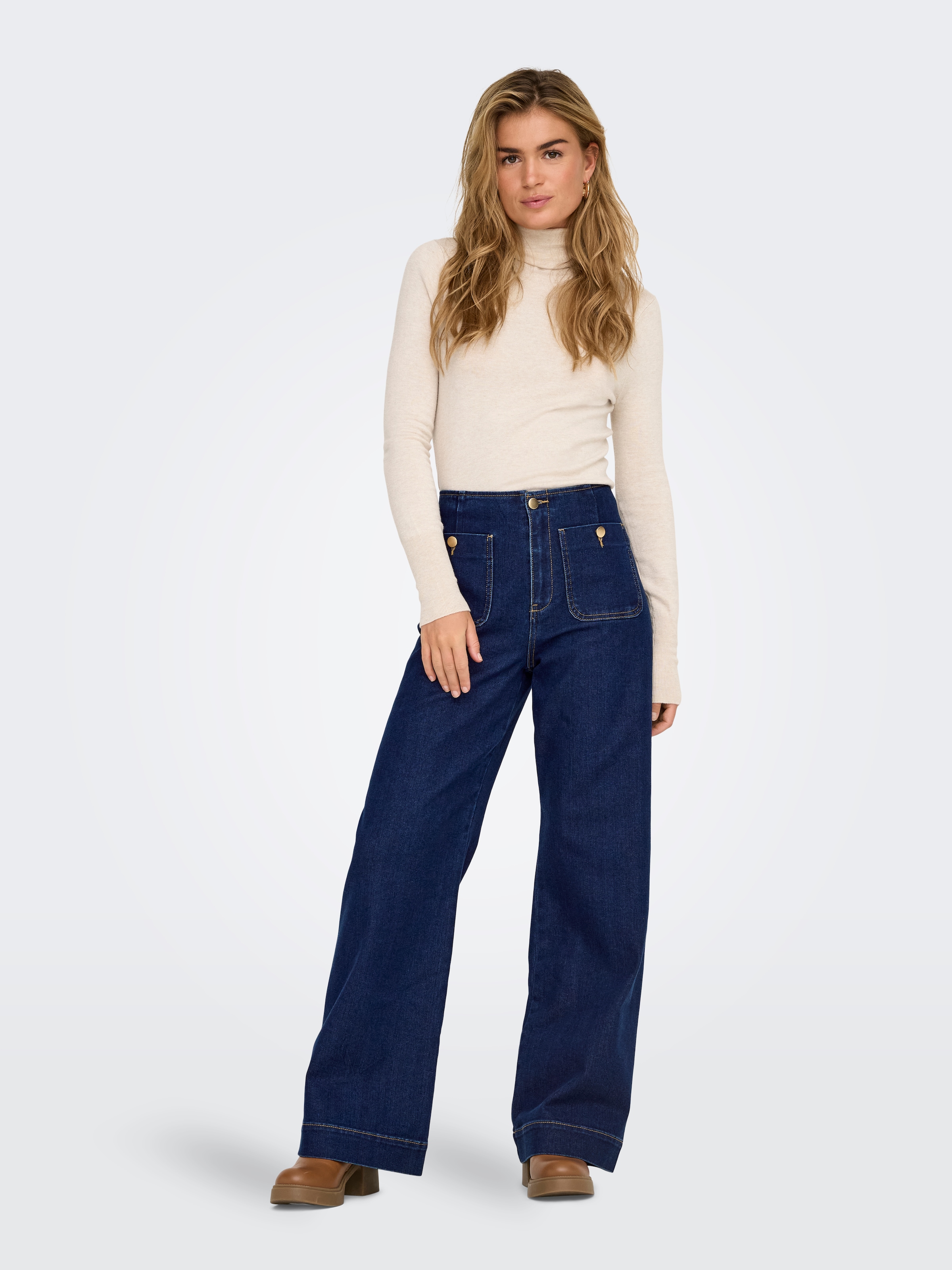 ONLY Jeans taille haute »ONLMADELINE HW WD POCKET DNM GUA113 NOOS« Baumwollmischung