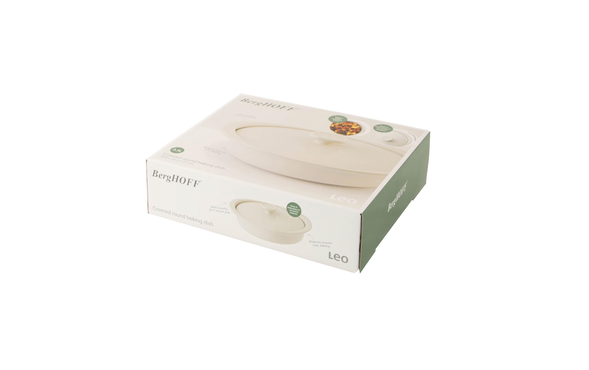 Image of BergHOFF Auflaufform "mit Deckel Leo Balance MM Rund" Keramik Runde Auflaufform, 2.4 l