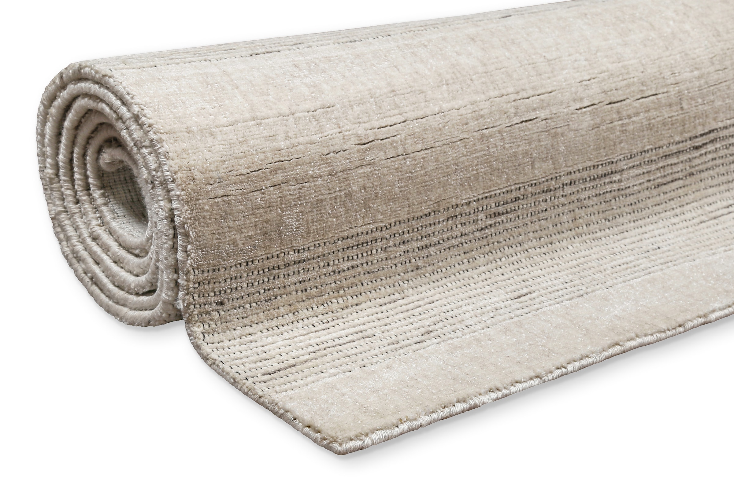 Wecon home Tapis »Seattle« Rectangulaire 11 mm Höhe Kurzflorteppich, handgewebt, TENCEL & Schurwolle, Streifen, Wohnzimmer