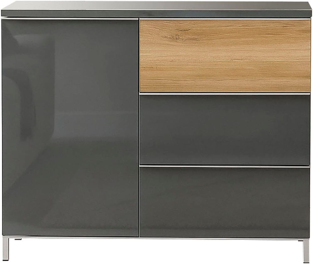 GOODproduct Buffet »Onyx, Kommode mit 3 Schubladen und 1 Tür, UV Lackierung Hochglanz« Matériau bois certifié FSC®,  commode combinée avec fonction soft-close, dimensions (L/P/H) 106/45/88cm