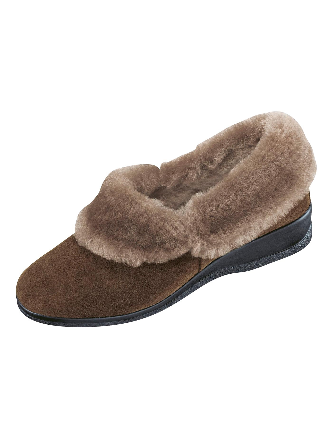 Hausschuh mit weichem Lammfell-Kragen