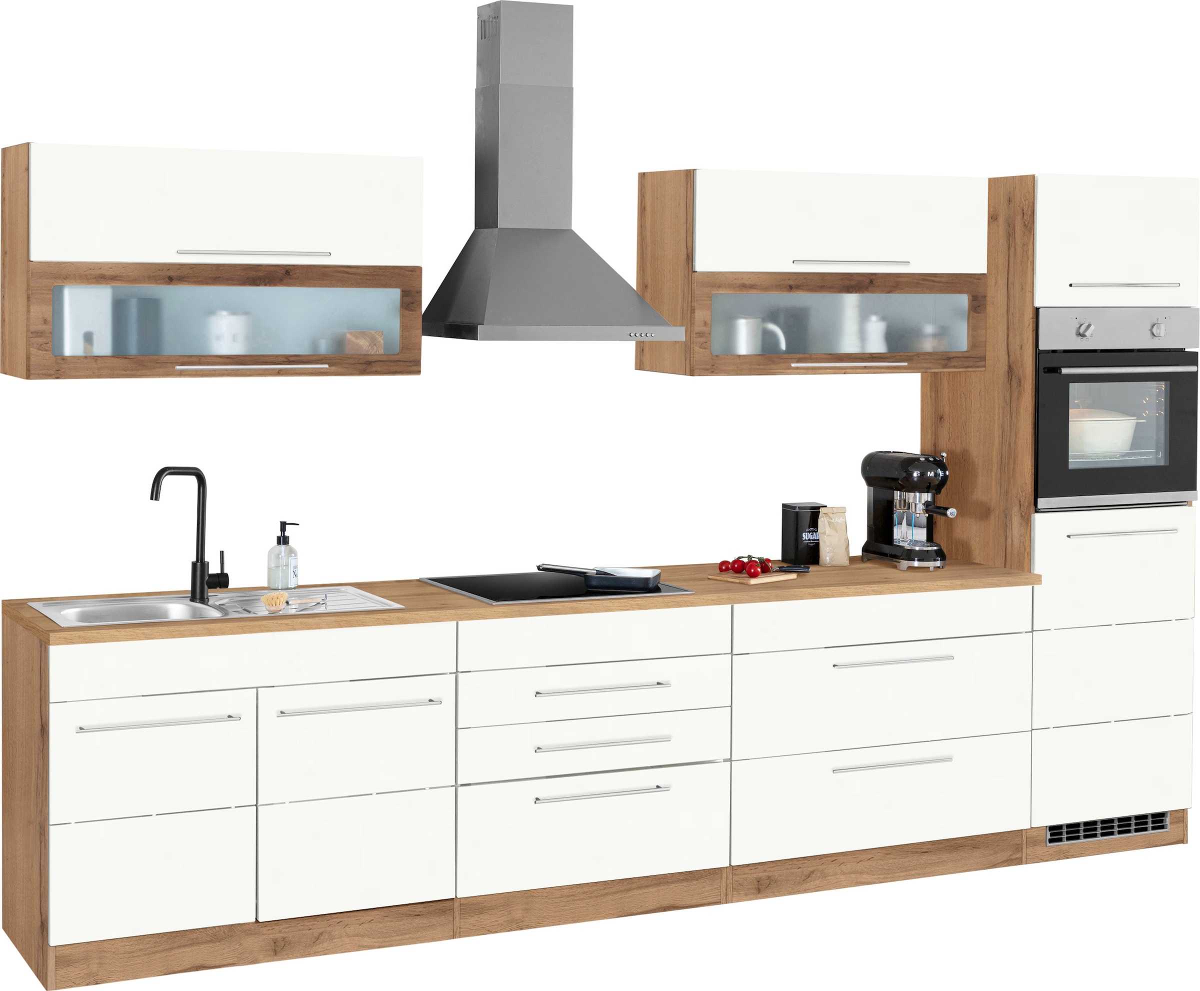 KOCHSTATION Kitchenette »KS-Wien« largeur 340 cm, au choix avec appareils électriques et induction
