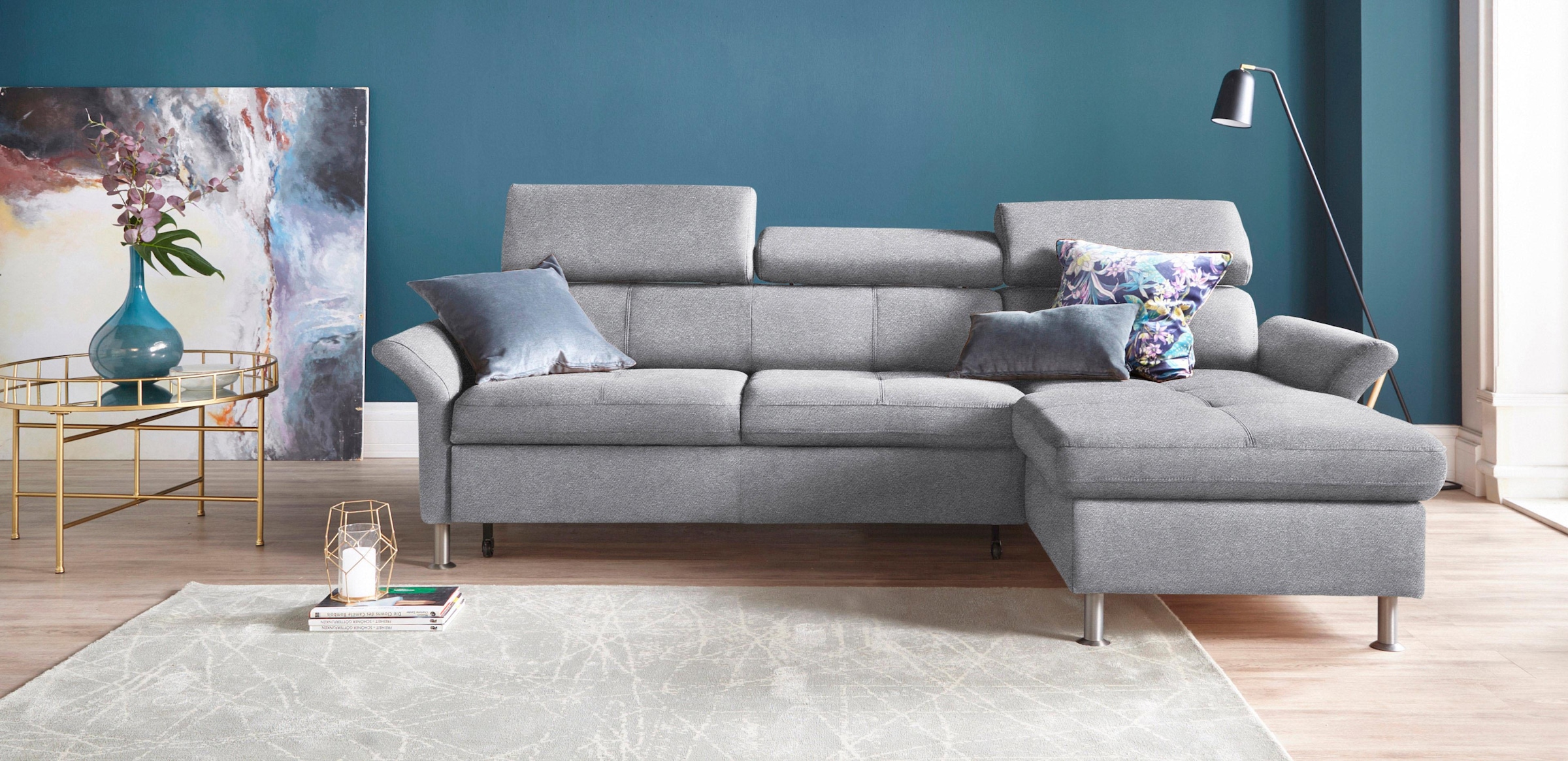 Image of exxpo - sofa fashion Ecksofa "Maretto, bequem & komfortabel, bodenfrei, Breite 257cm, L-Form" inkl. Kopf- bzw. Rückenverstellung, wahlweise mit Bettfunktion