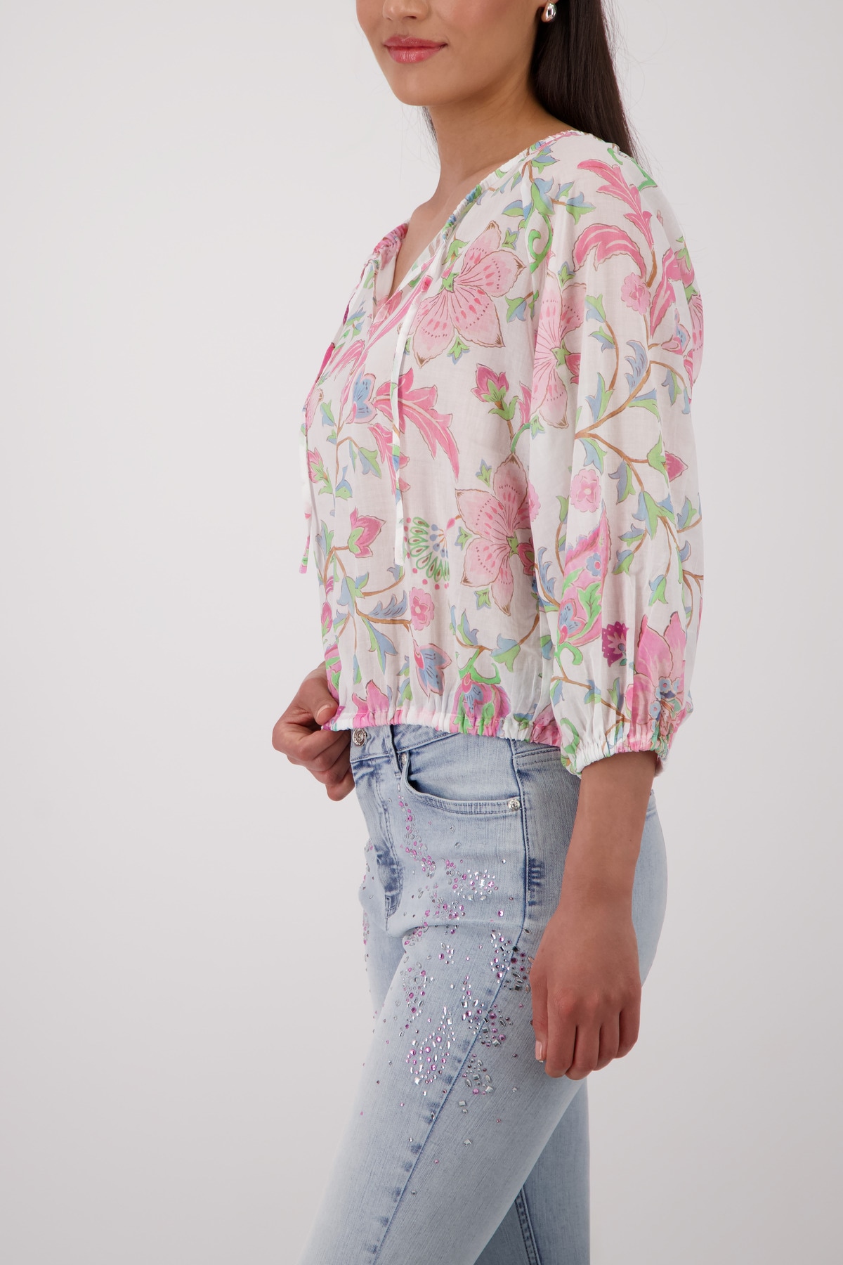 Monari Langarmbluse »Bluse Blumendruck allover« Regular fit mit Blumenmuster