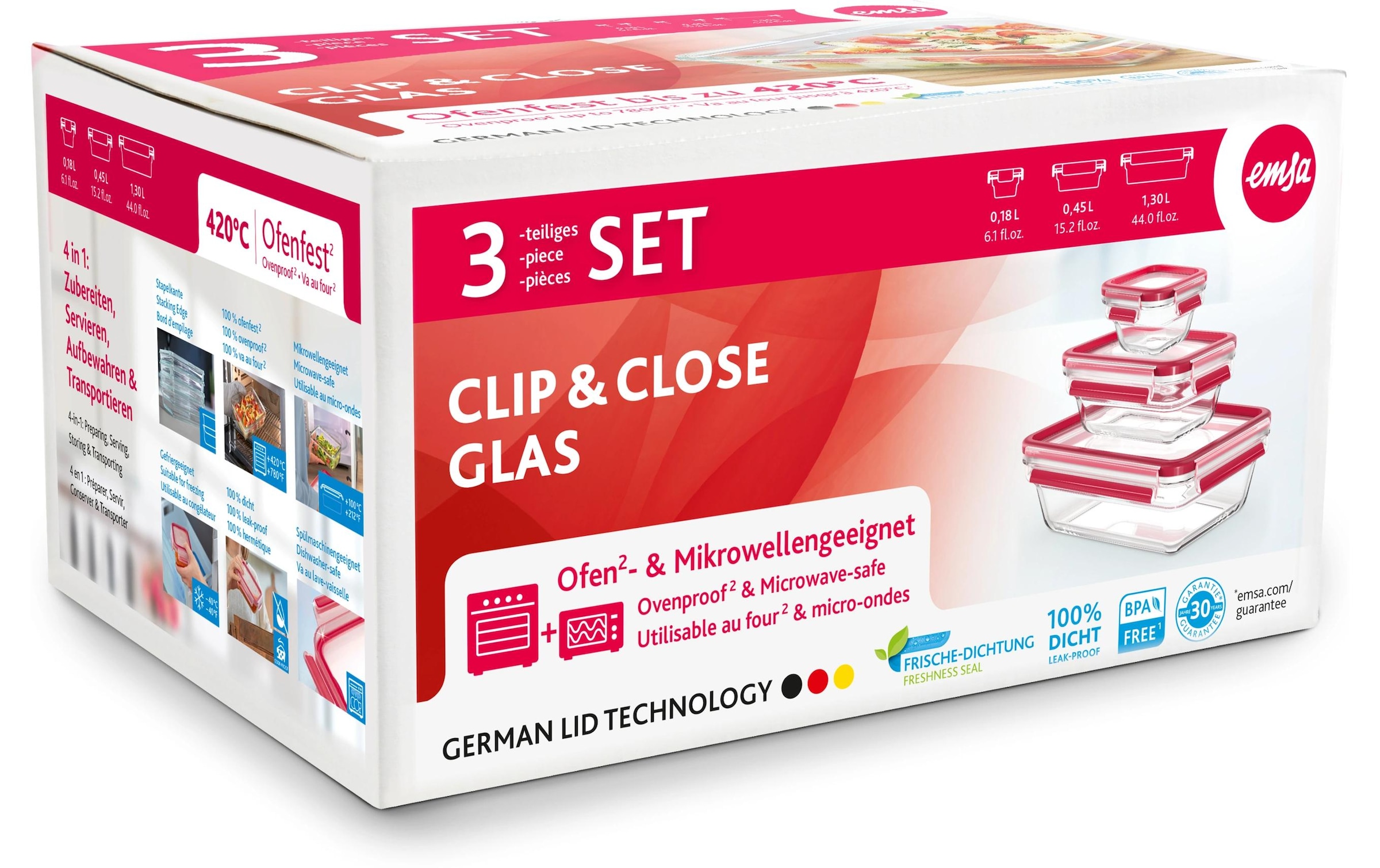 Emsa Vorratsdose »Clip & Close Eco 3-teilig«, (1 tlg.)