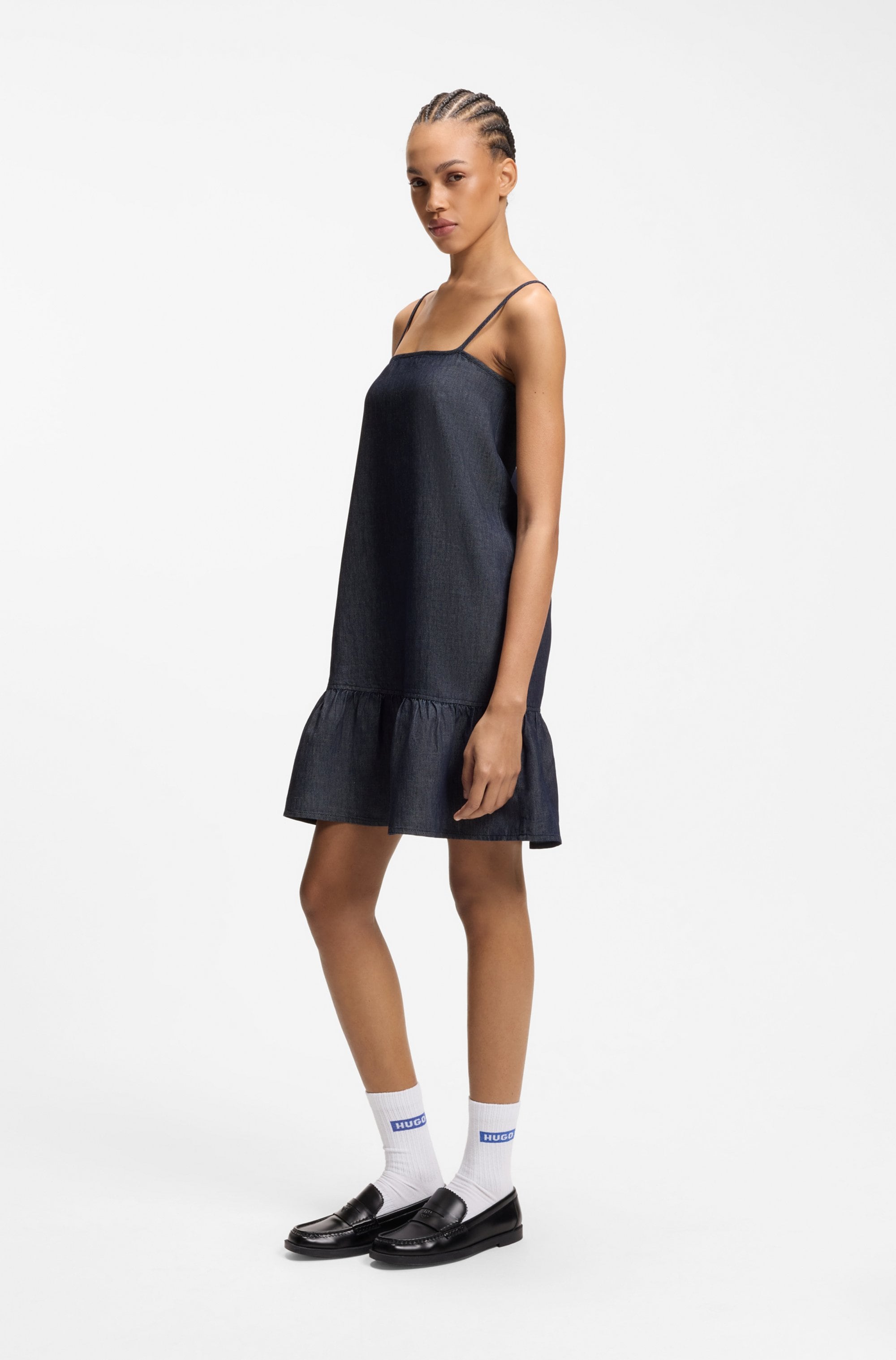 HUGO Mini-robe »Kabati« aspect denim, ourlet abaissé