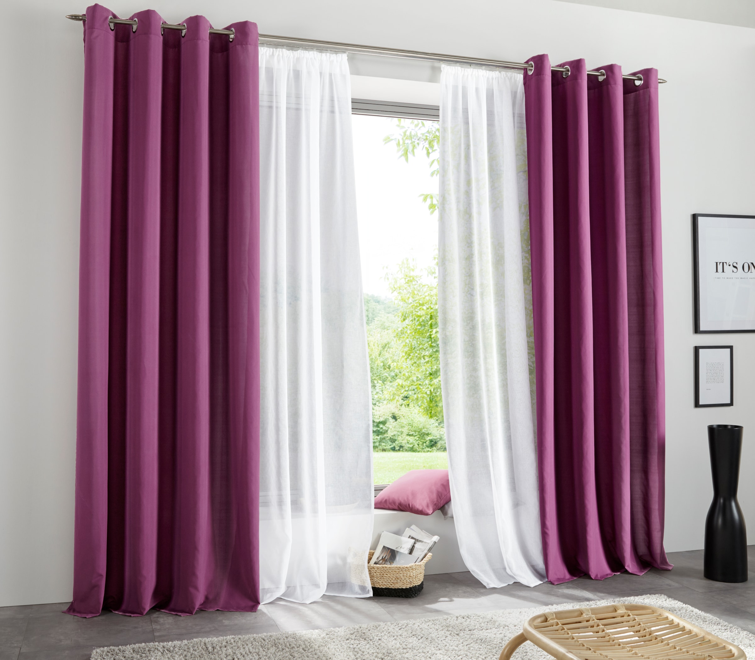 my home Vorhang »Raja«, (2 pflegeleichte auf versandkostenfrei glatt, Mikrofaser-Qualität einfarbig, 2er-Set, St.)