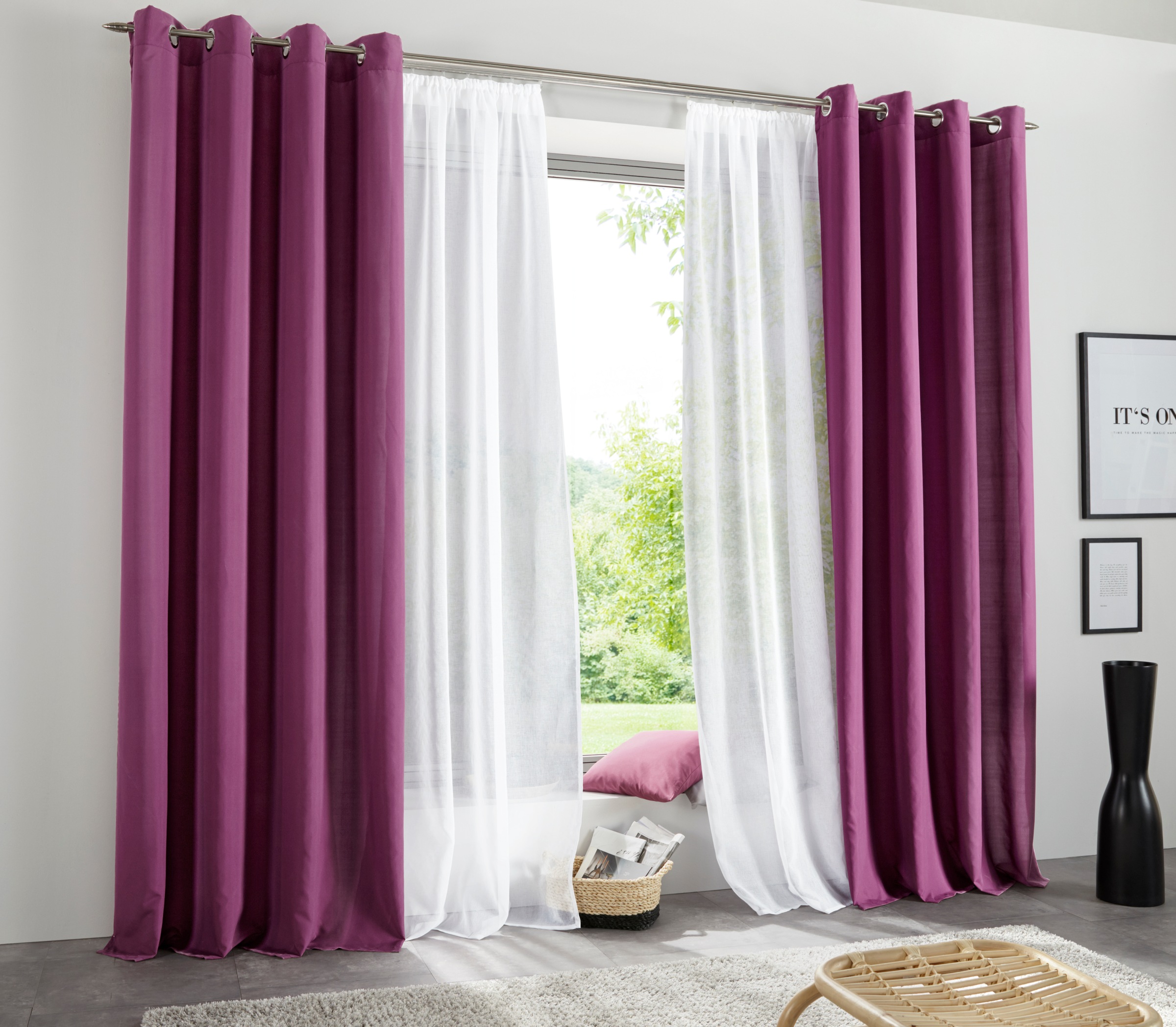 Image of GOODproduct Vorhang "Raja" Ösen 2 Stk. tlg. Blickdichtes Material, Einfache Montage, Pflegeleicht, Ösen, 2 er Pack