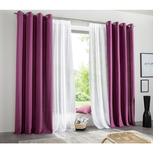 my home Vorhang »Raja«, (2 St.), 2er-Set, glatt, einfarbig, pflegeleichte  Mikrofaser-Qualität versandkostenfrei auf