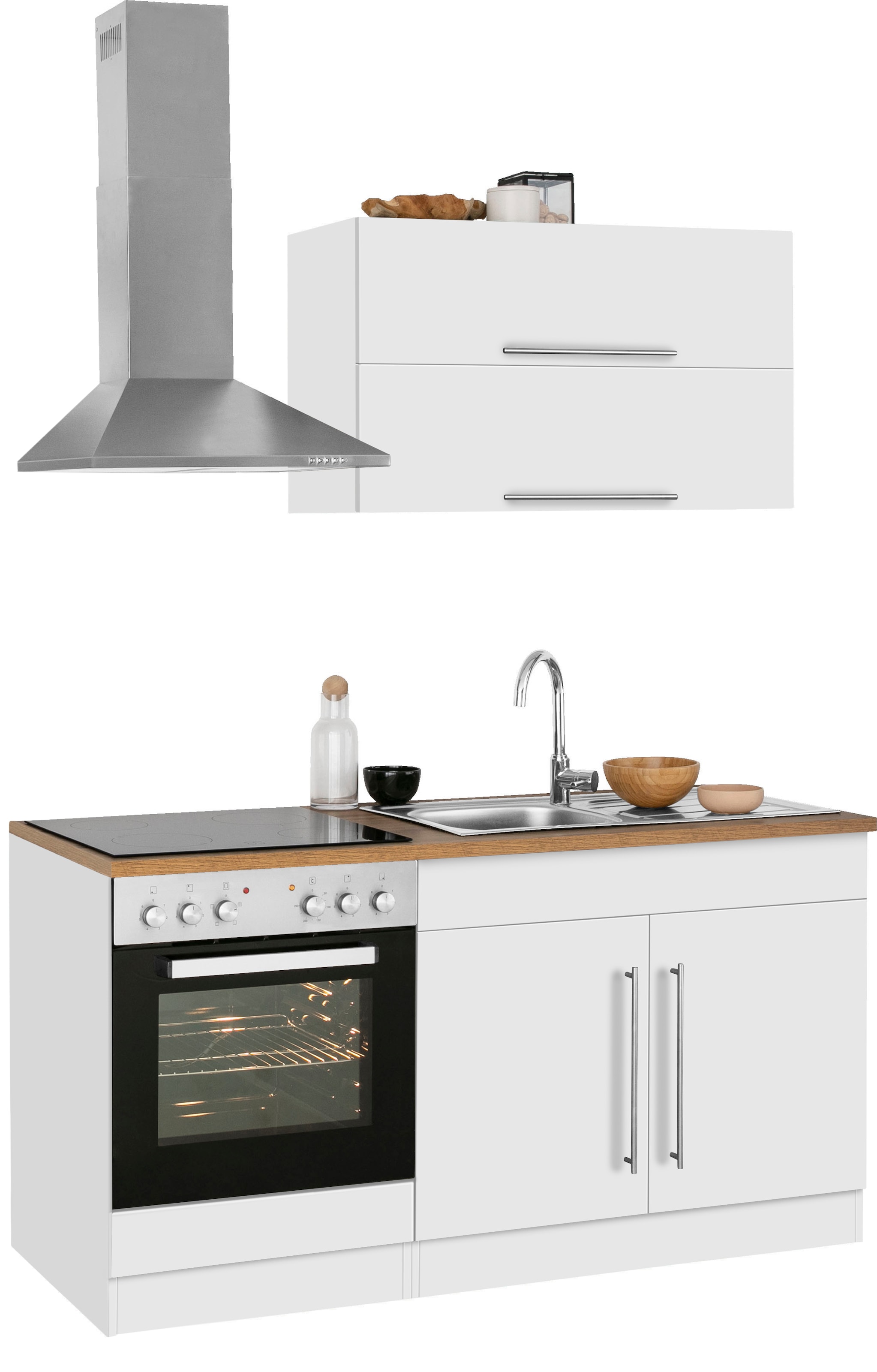 KOCHSTATION Kitchenette »KS-Samos« largeur 160 cm, au choix avec appareils électriques et plaque vitrocéramique