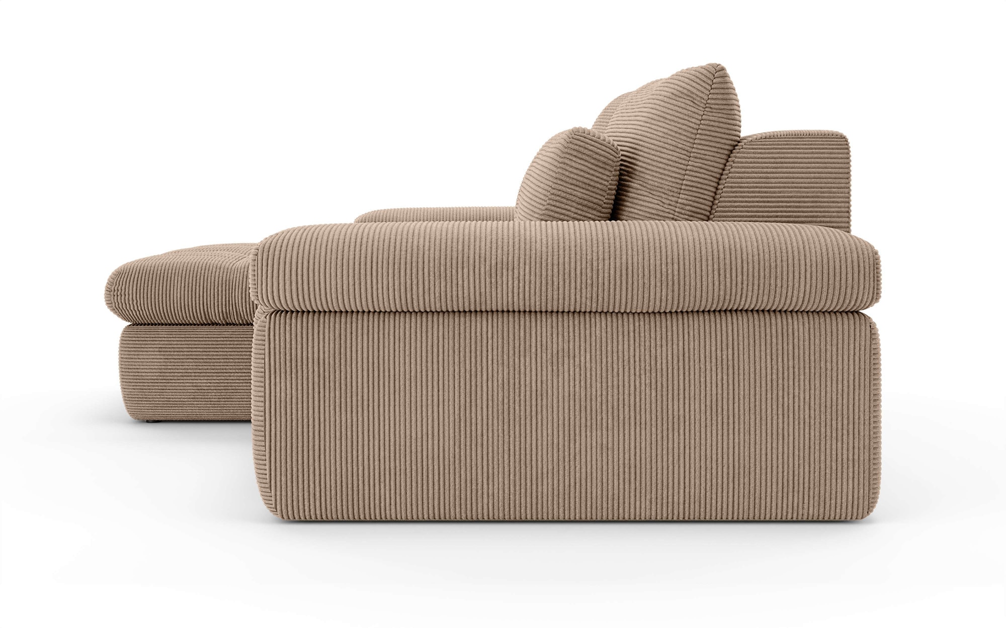 Home affaire Ecksofa »ALVERIE mit Recamiere, moderne Steppung, Masse: B/T/H 274/203/106 cm«, L-Form mit Wellenunterfederung, mit 4 Rückenkissen, pflegeleicht Stoff