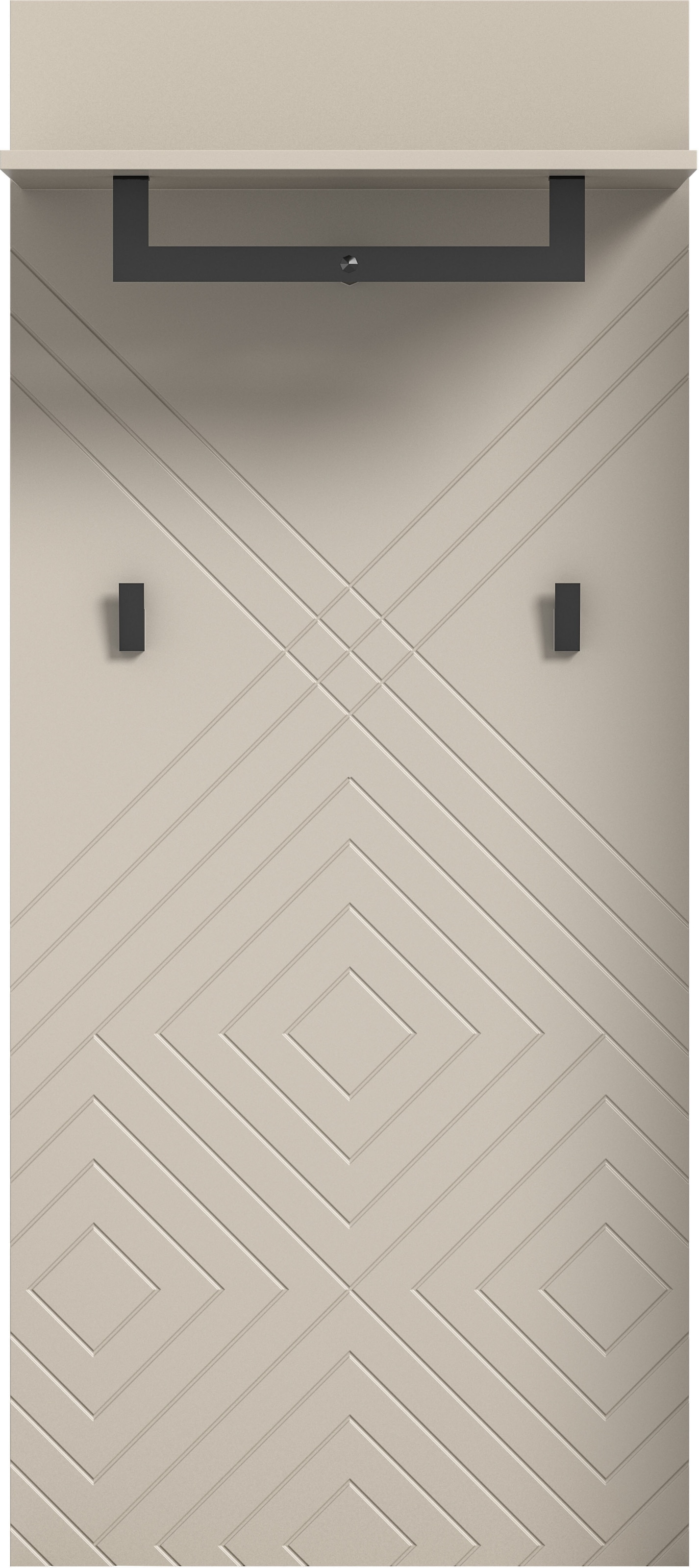Image of Home affaire Garderobenpaneel "Mento, Höhe 140 cm, Paneelrückwand mit Ornamentfräsung" 1 Stk. tlg. 2 Haken & 1 Kleiderstange aus Metall, Paneel, Wandpaneel, Garderobe