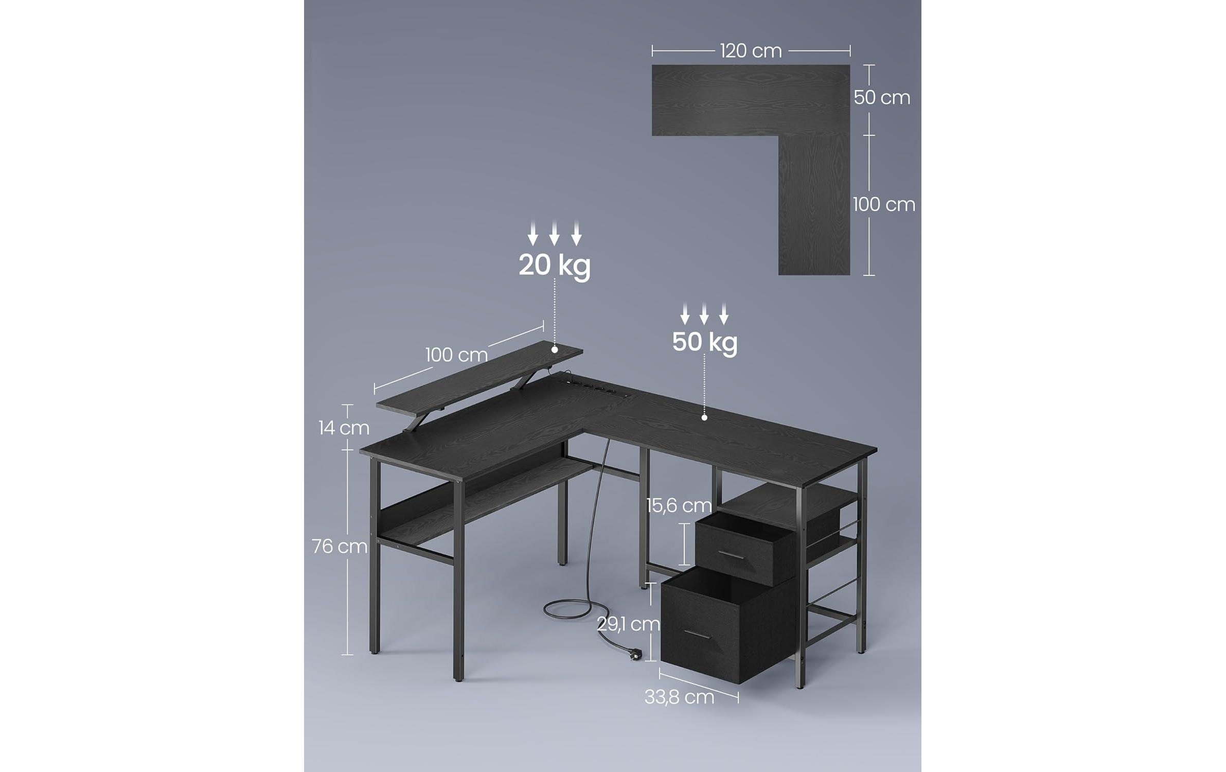 VASAGLE Schreibtisch »in L-Form 150 x 120 cm«