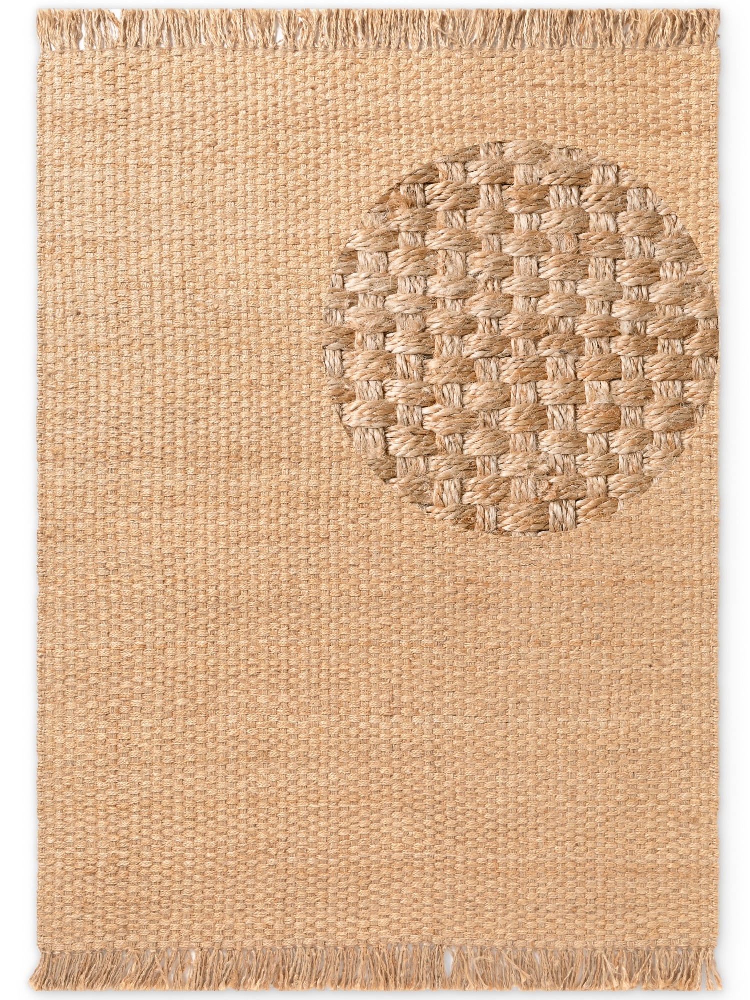 THE RUGS Fjord Reversible Handwoven Jute Rug Natural Gold Living Room in Beige | Size: 200cm x 300cm