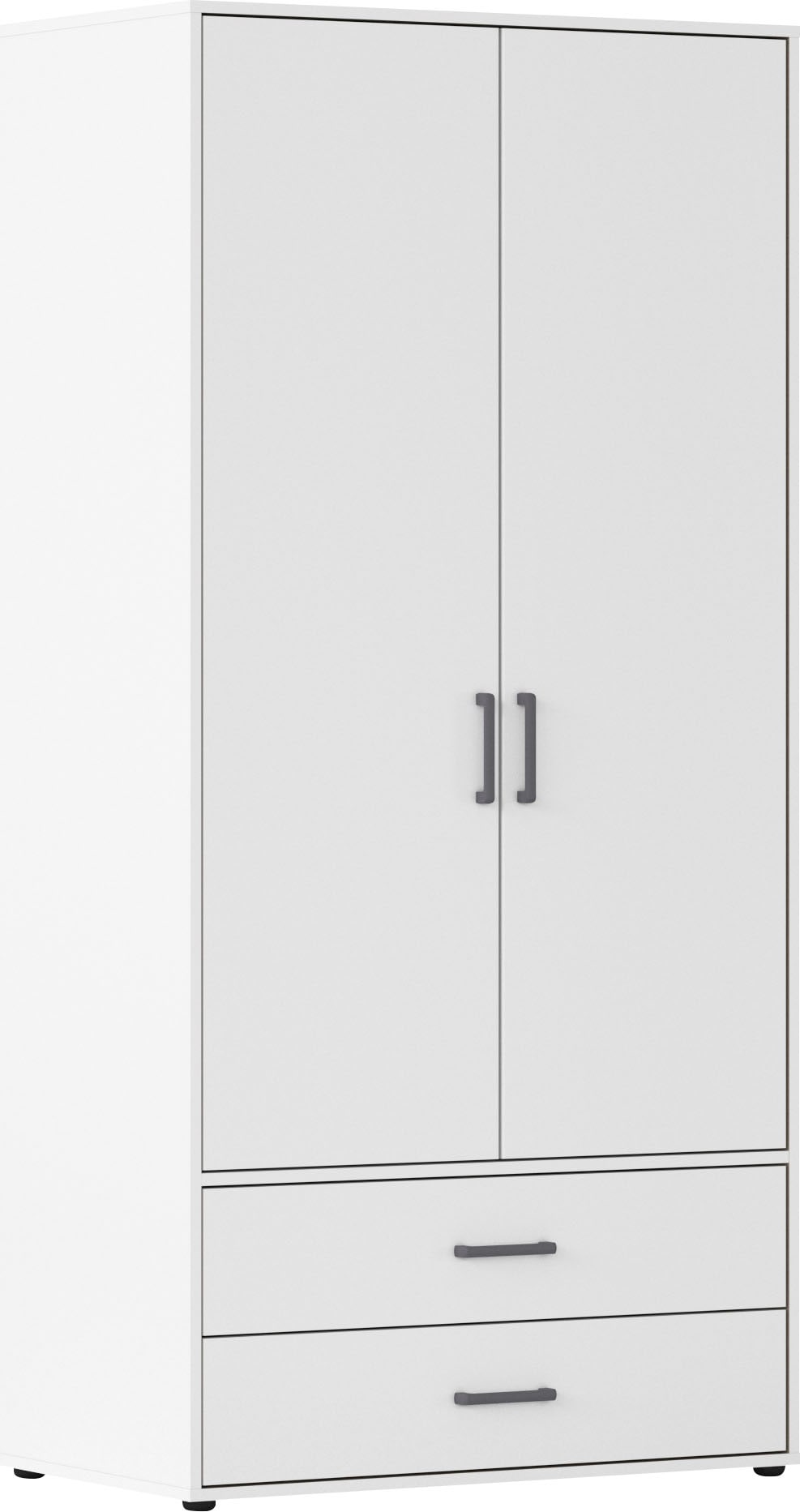 rauch Kleiderschrank »Drehtürenschrank Schrank Garderobe Wäscheschrank VOYAGER« in 3 verschiedenen Ausstattungen BASIC/CLASSIC/PREMIUM,  mit 2 modernen Griffvarianten, mit Aussenschubladen MADE IN GERMANY