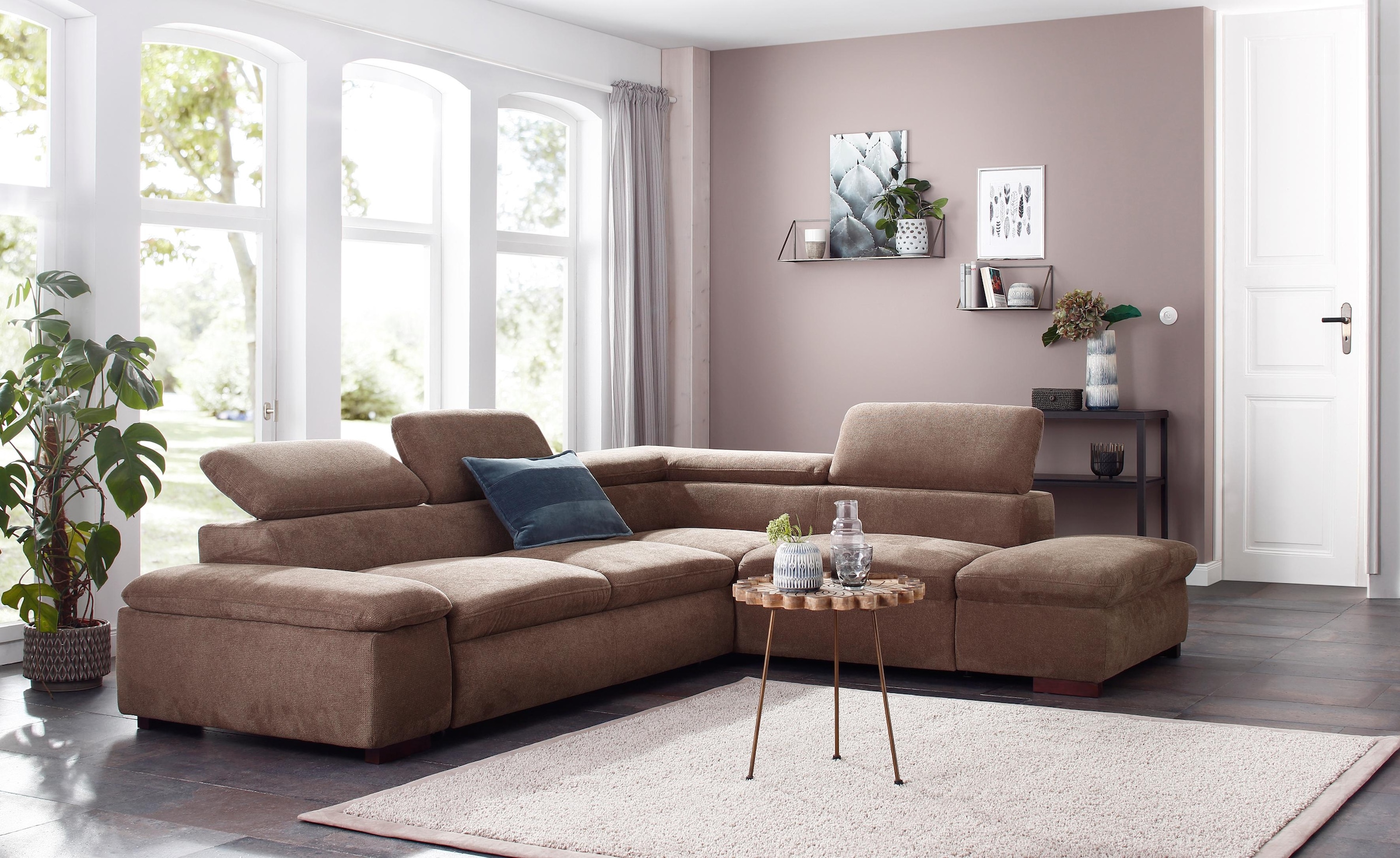 Image of Home affaire Ecksofa "Alberto L-Form" mit Kopfteilverstellung, wahlweise mit Bettfunktion
