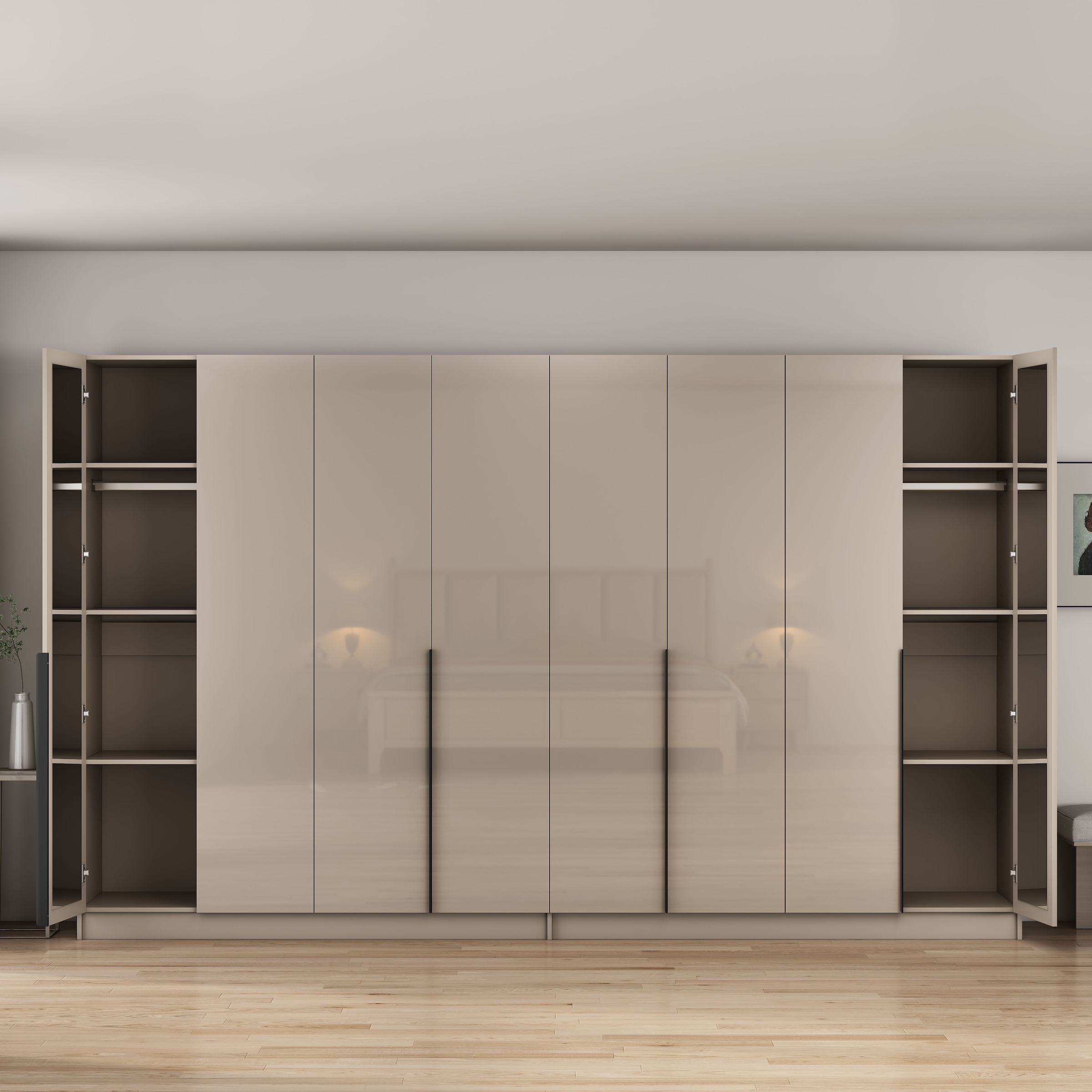 GOODproduct »Annor Schlafzimmerschrank Breite 323 cm hochglanz Schrank Garderobe« Armoire à portes battantes avec aménagement intérieur parfait - poignées de porte élégantes