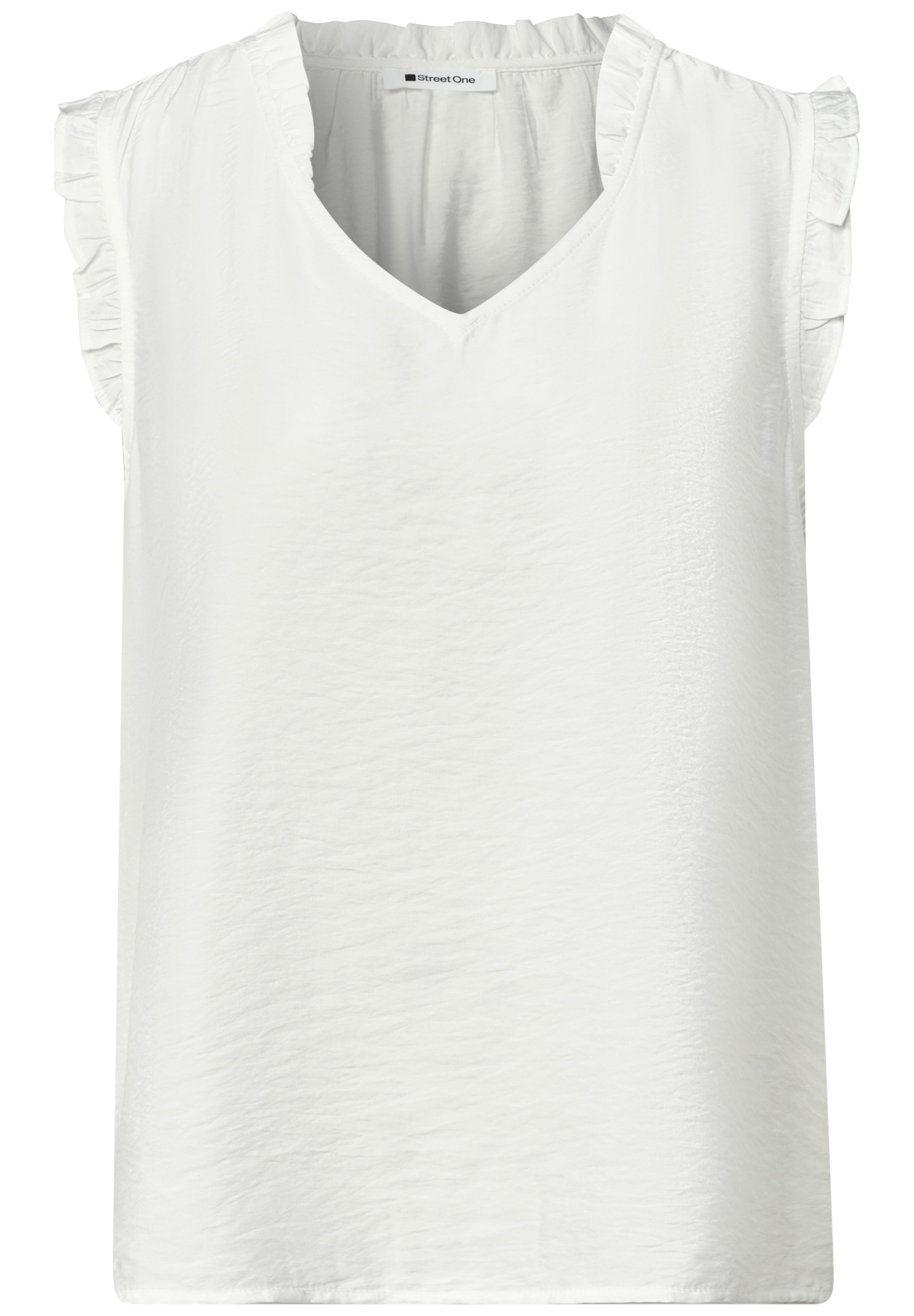 STREET ONE Rüschenbluse Sommertop mit V-Neck und Rüschen