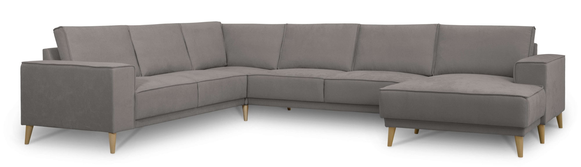 GOODproduct Wohnlandschaft »Oland Skandi, weicher Chenille-Stoff« U-Form, 342 cm, Wellenunterfederung, Skandi-Design, Massivholzfüsse