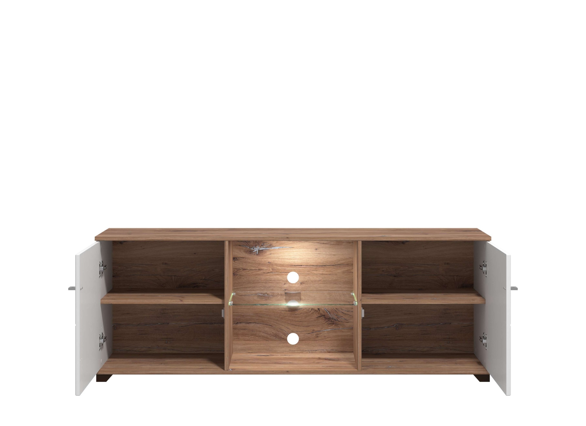 INOSIGN TV-Board »Burgundy Lowboard, TV-Schrank, TV-Ständer, Hochglanzfonten« Hochglanzfronten und eine Innenausstattung in Flagstaff Eiche