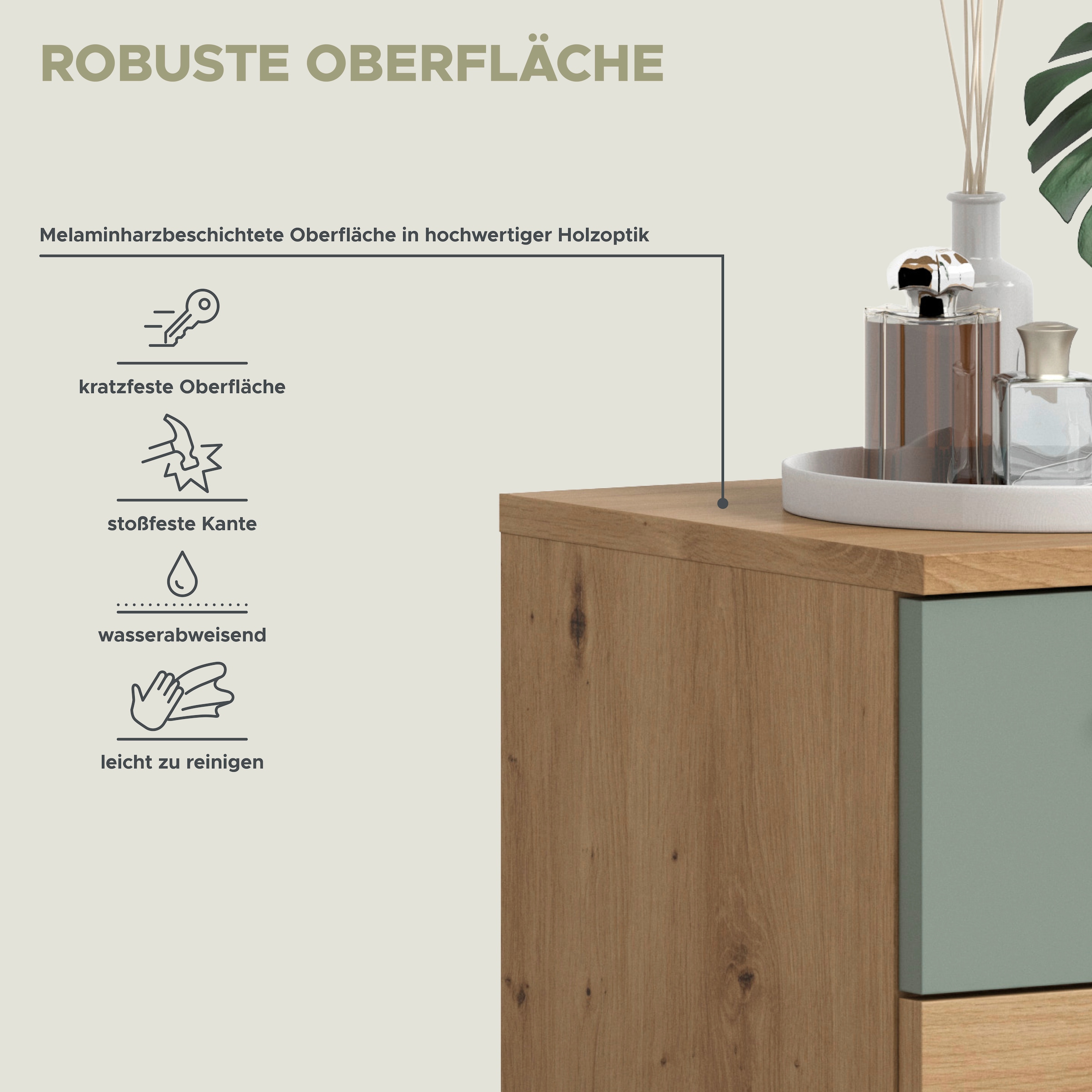welltime Unterschrank »LUCCA, Breite 35cm, 1 Tür (TA wechselbar), 1 Schubkasten«