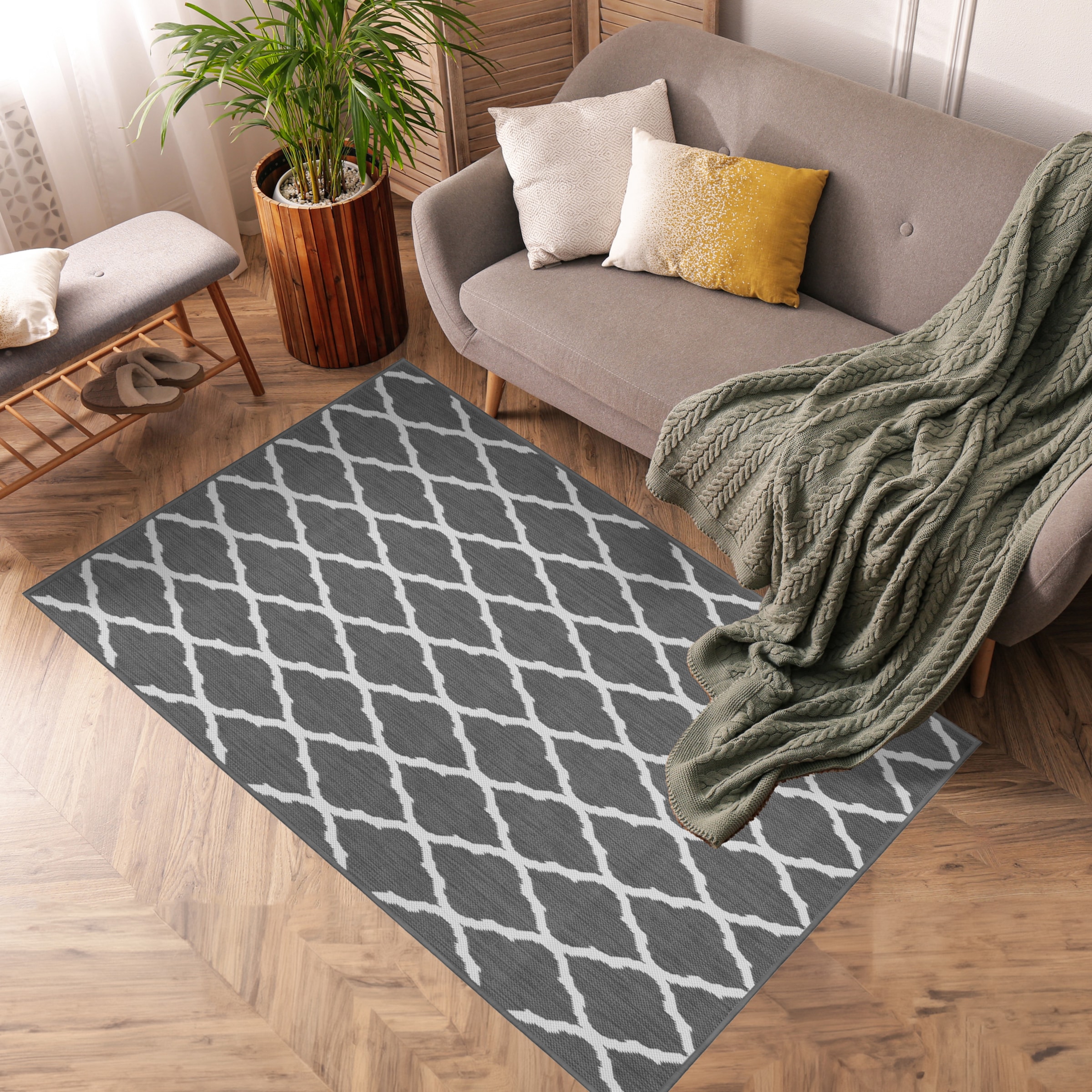Primaflor-Ideen in Textil Teppich »Outdoorteppich REVERSO - Round Rhombus« rechteckig 5 mm Höhe Wendeteppich, Rauten Design, In- und Outdoor geeignet, wasserfest