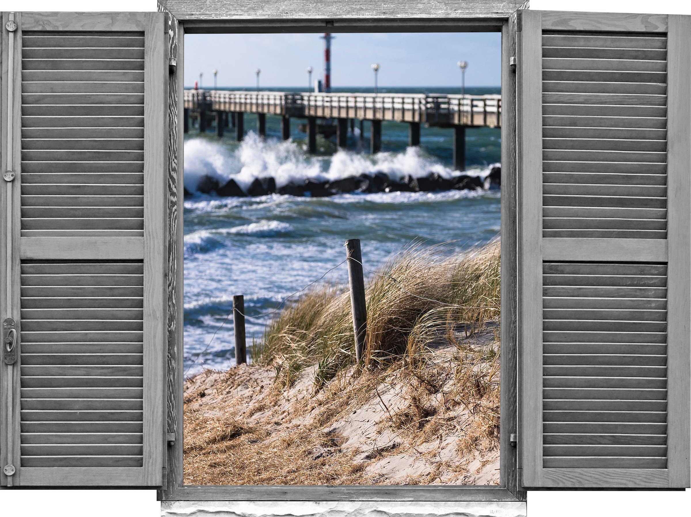 Image of queence Wandtattoo "Küste" Wandsticker, Wandbild, selbstklebend, 3D, Fenster