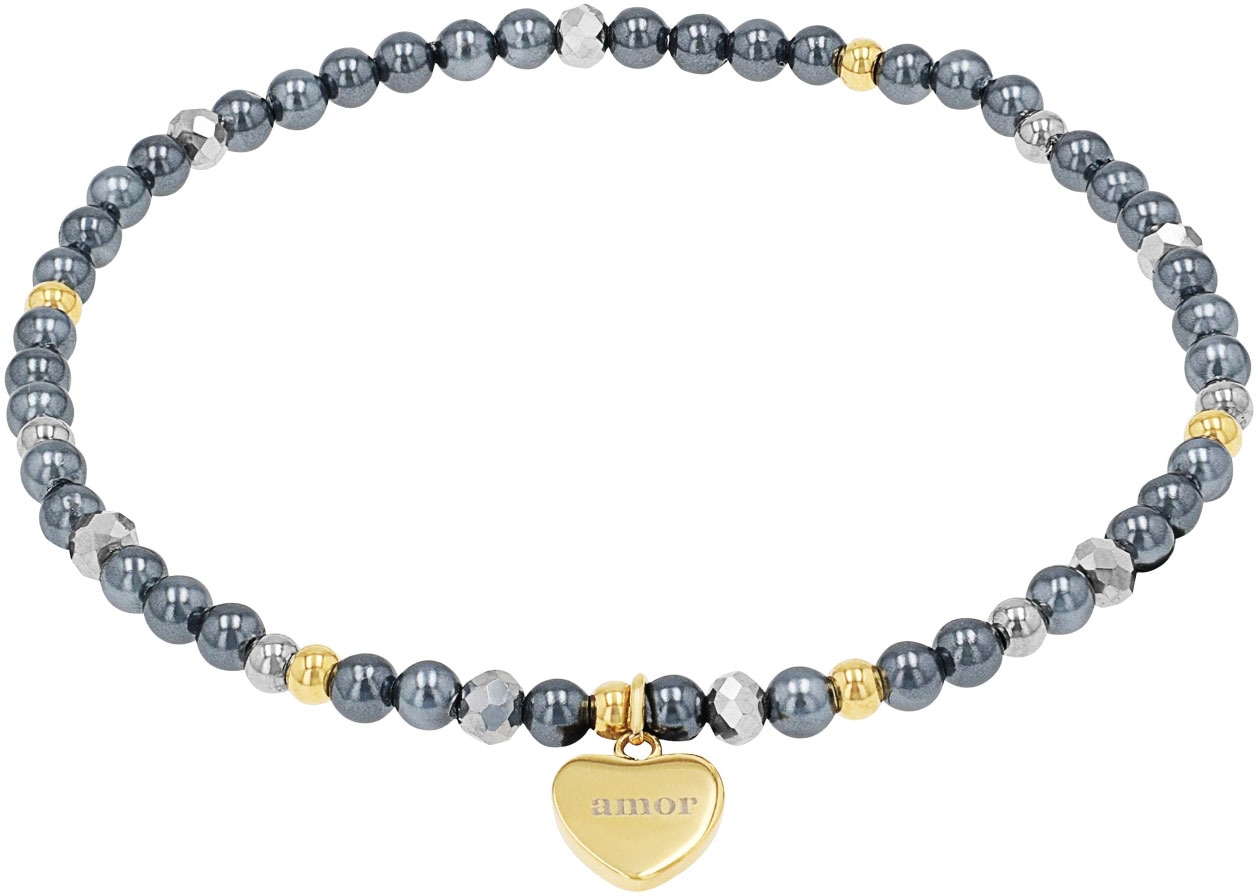 Amor Armband "Herz" mit Hämatit - mit Muschelkernperle